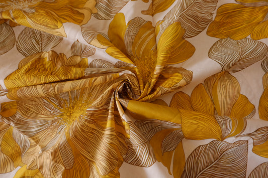 Golden Botanical Floral Cotton Lawn – 2.30 yd