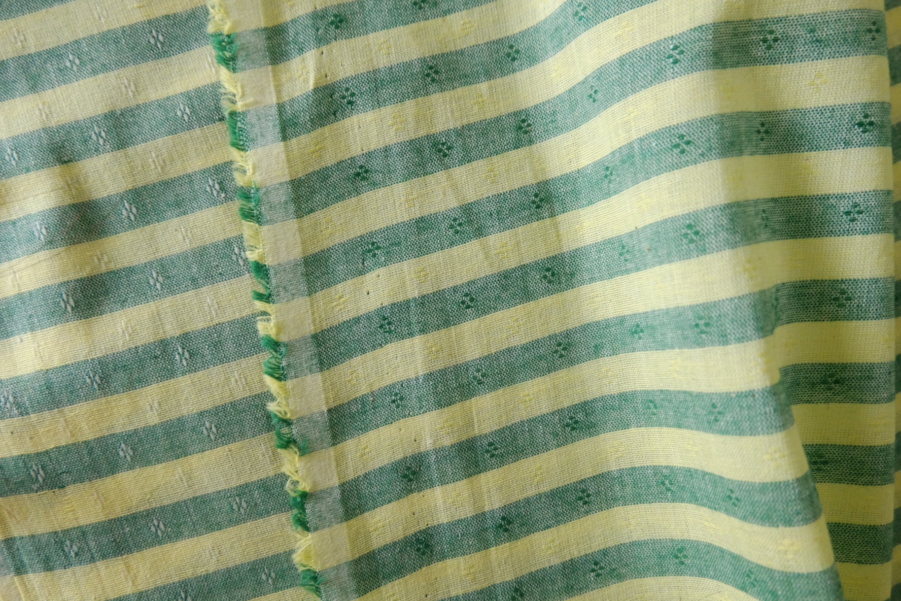 Green & Yellow Jacquard Stripe Cotton Fabric 2.2 yd