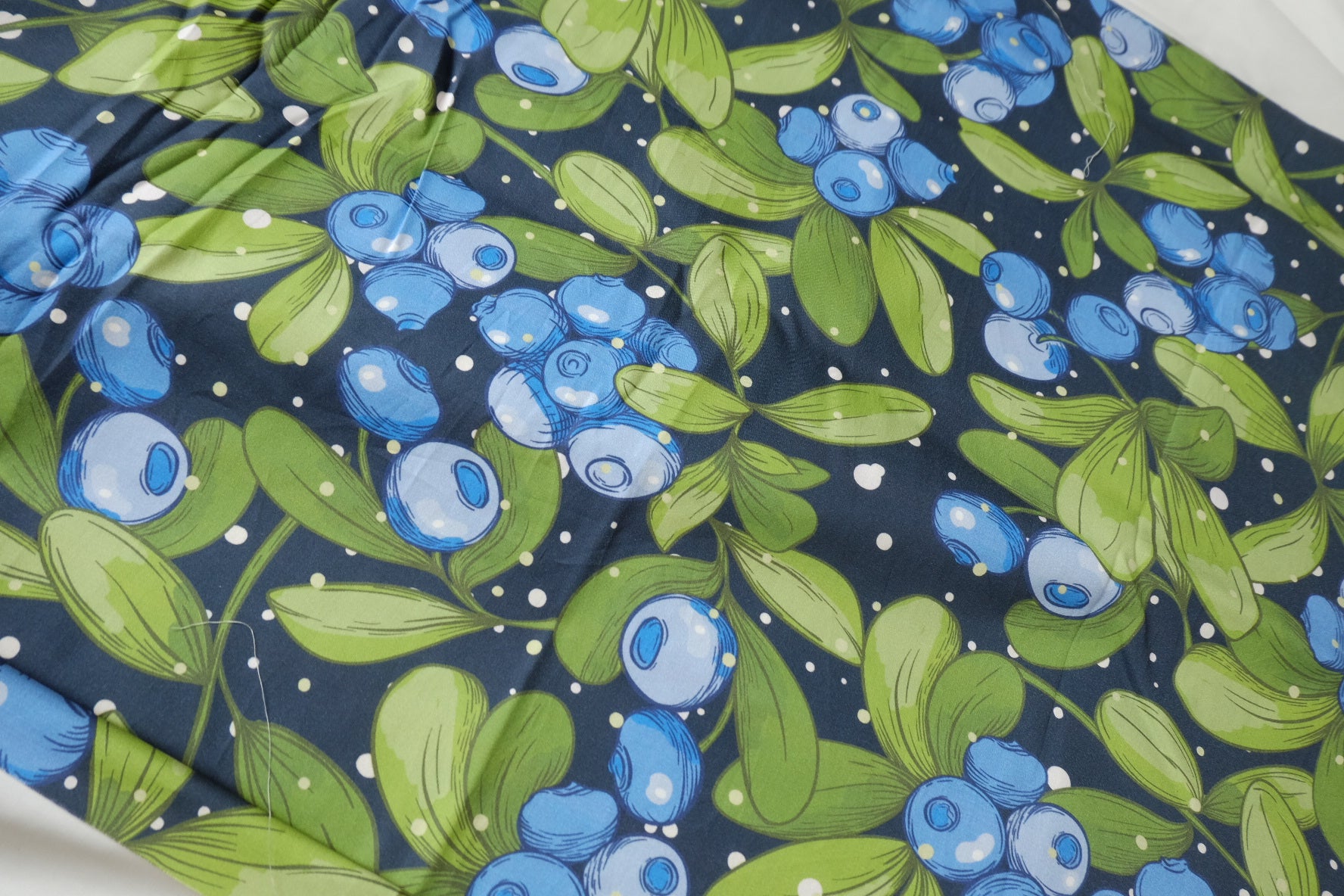Blueberry Botanical Stretch Cotton Sateen Fabric - 3.28 yd
