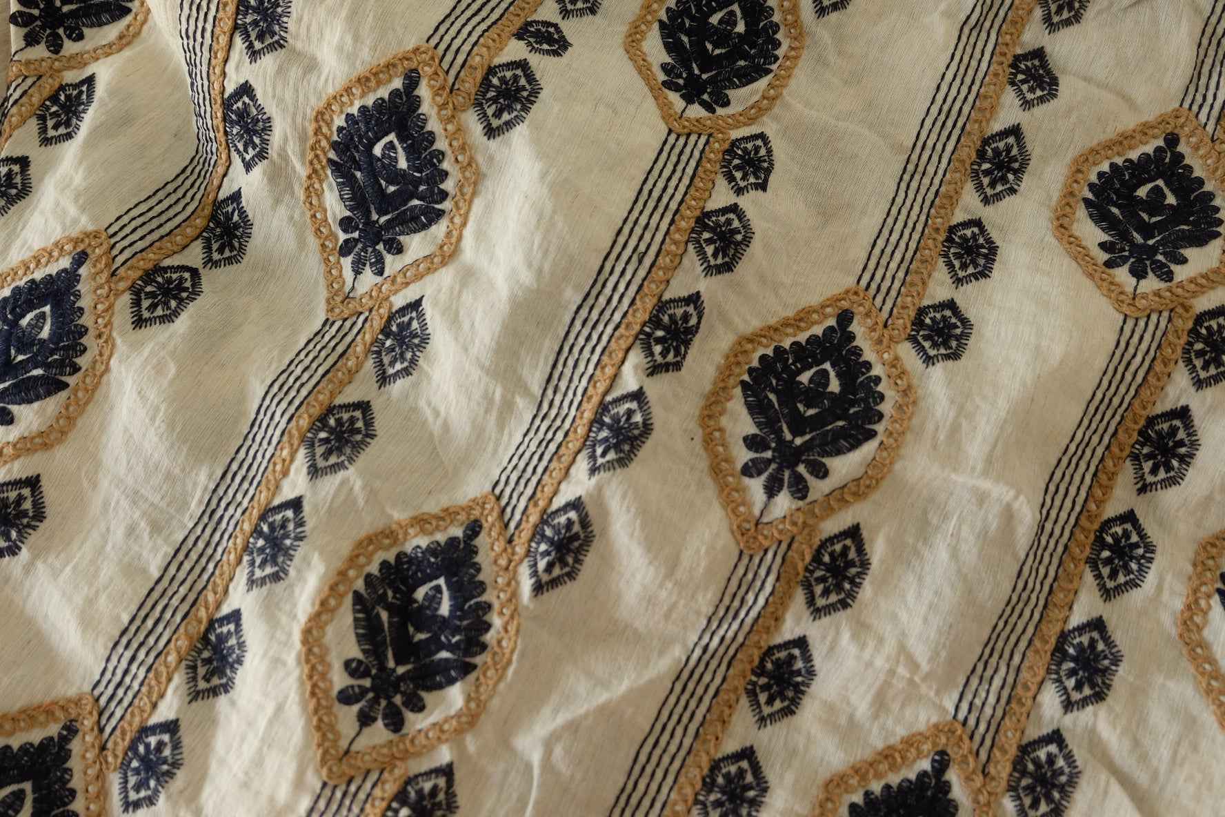 Tencel Linen Embroidered Fabric -2.7 yds