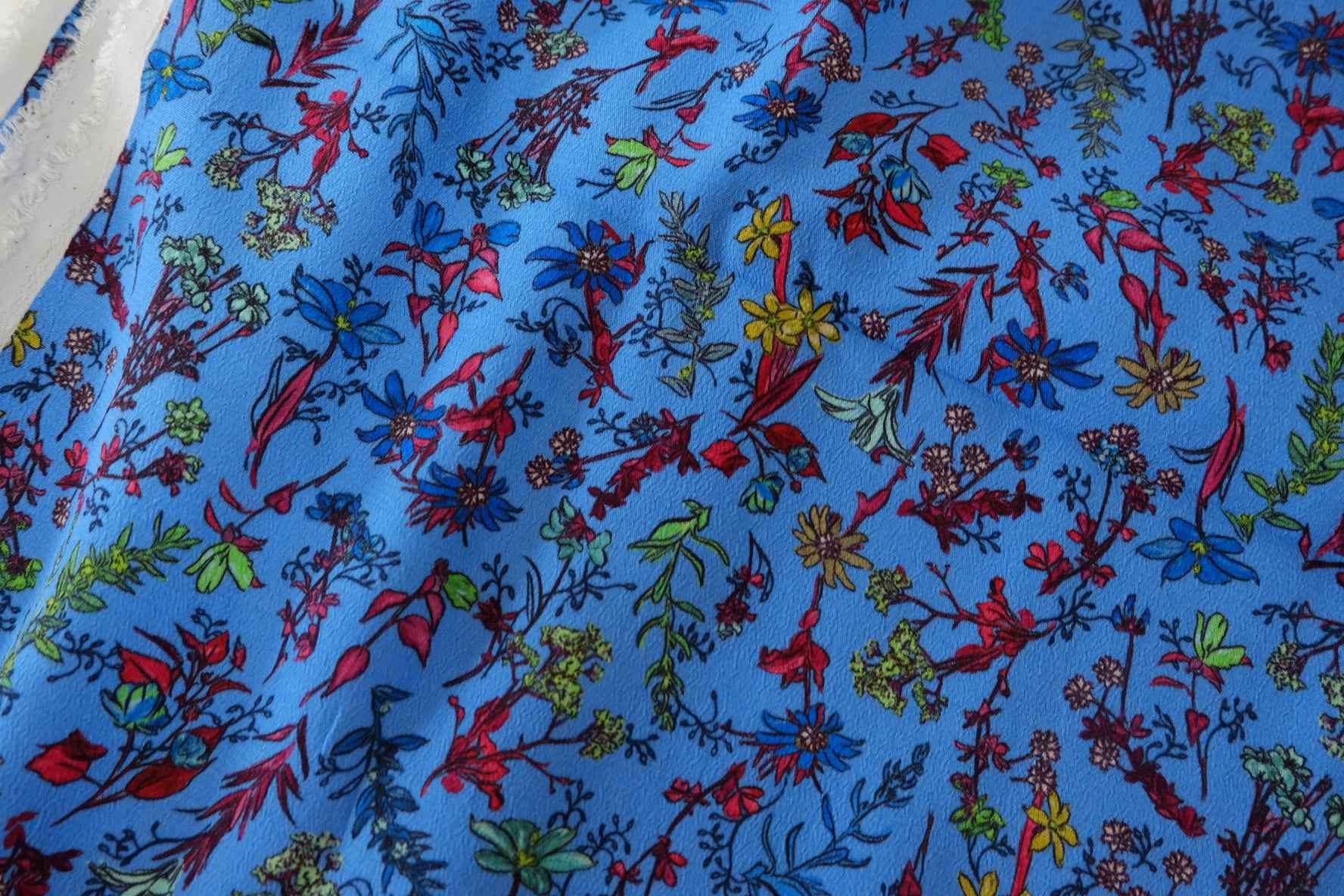 Blue Botanical Soft Matte Rayon Fabric – 2.2 yd