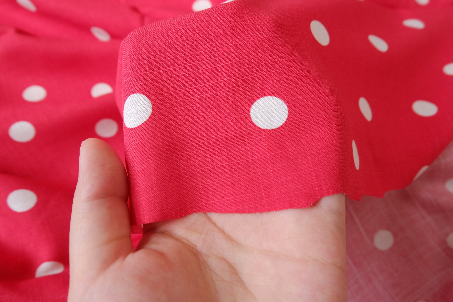 Red Polka Dot Lyocell Linen, 2.2 Yards