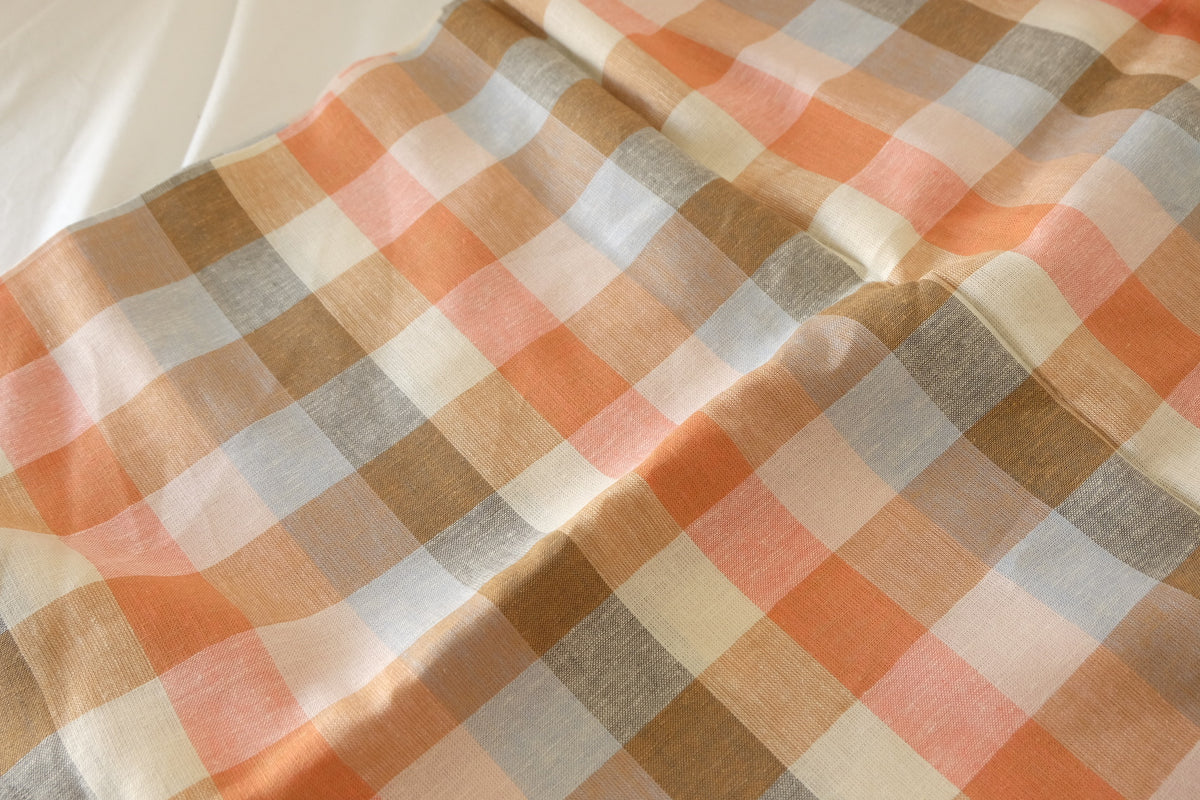 Autumn Pastel Check Linen Cotton – 2.2 yd/1.64yd