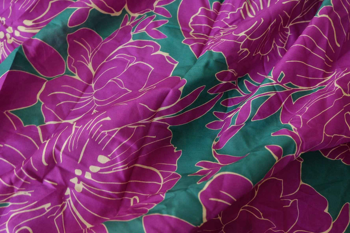 Magenta Tropical Floral Lightweight Cotton Lawn – 3.1 yd