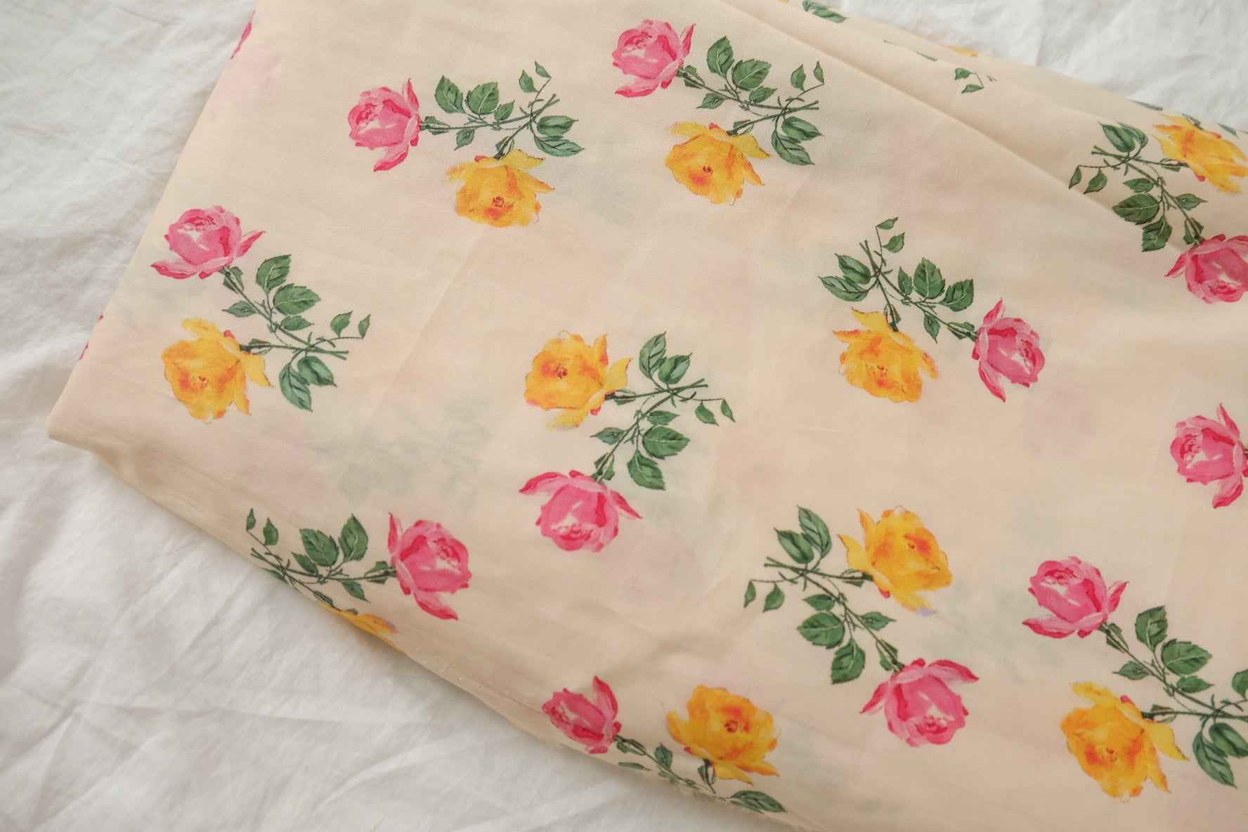 Pink Yellow Rose Lightweight Cotton Poplin — 3.28 yd Piece