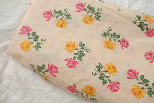 Pink Yellow Rose Lightweight Cotton Poplin — 3.28 yd Piece