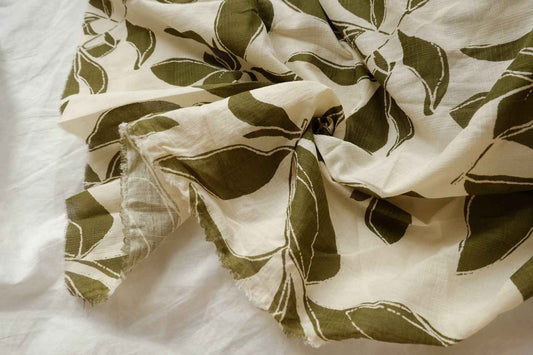 Olive Leaf Linen Cotton Fabric, Soft Lightweight Summer Weight for Blouses, 2.19 Yards