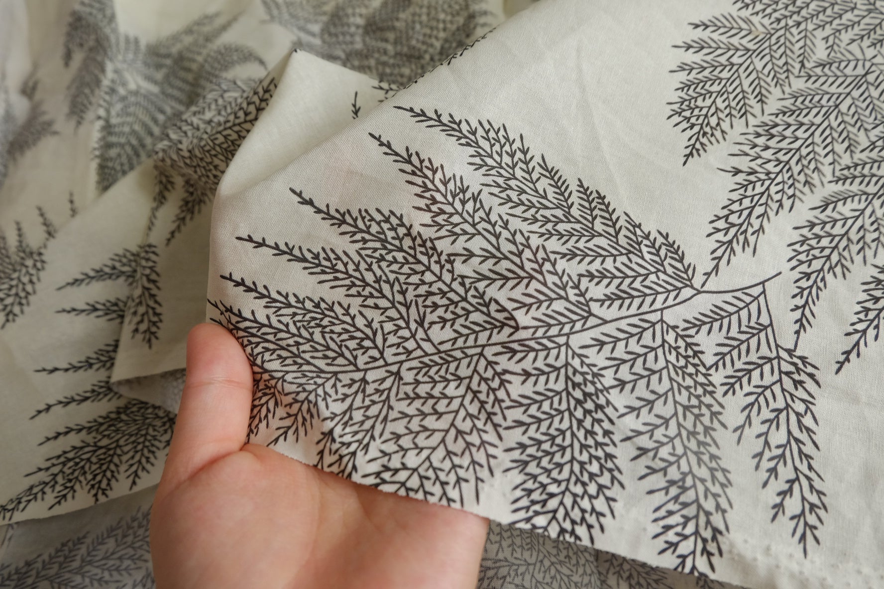 Black Fern Cotton-Linen Blend Fabric - 1.91 yd