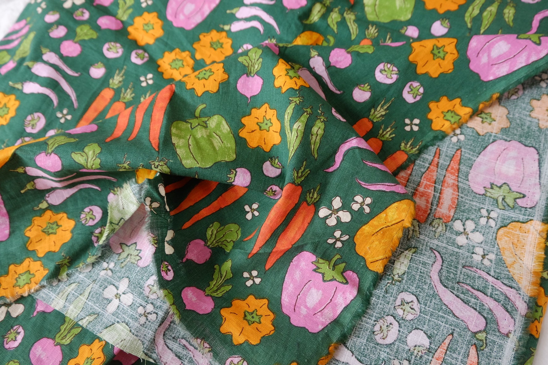 Vegetable Garden Cotton Linen Fabric — 1.64 yd