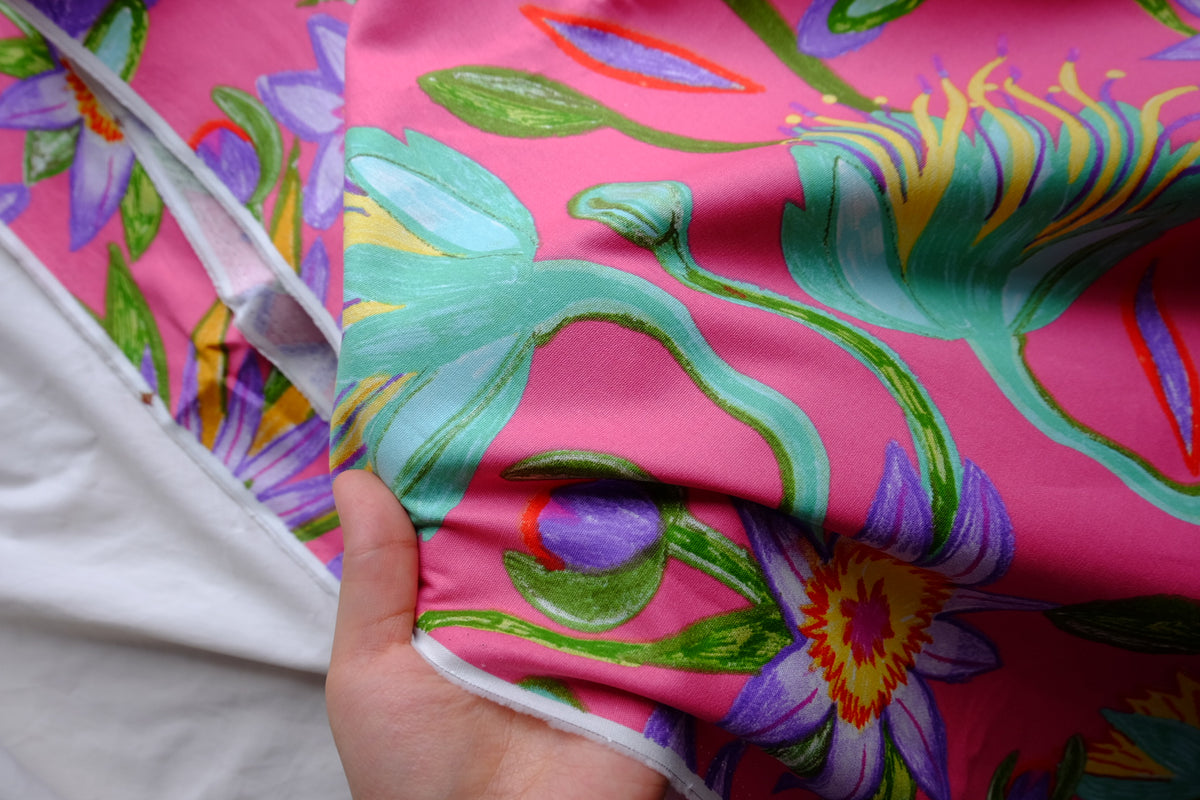 Pink Botanical Cotton Linen Canvas – 3.3 yd