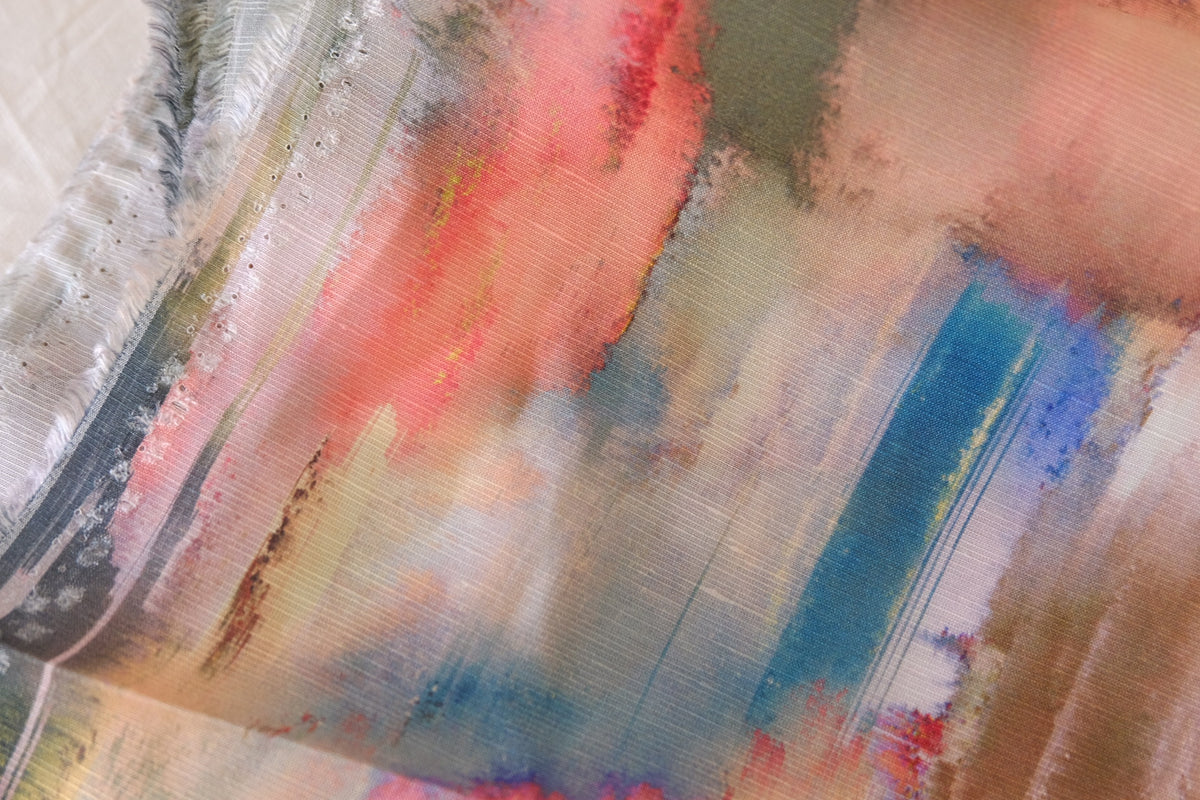 Abstract Painter's Palette Cupro Ramie Blend Fabric – 2.2 yd