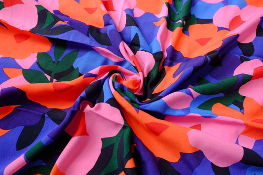 Bold Floral Drapey Viscose Fabric - 2.19 yd