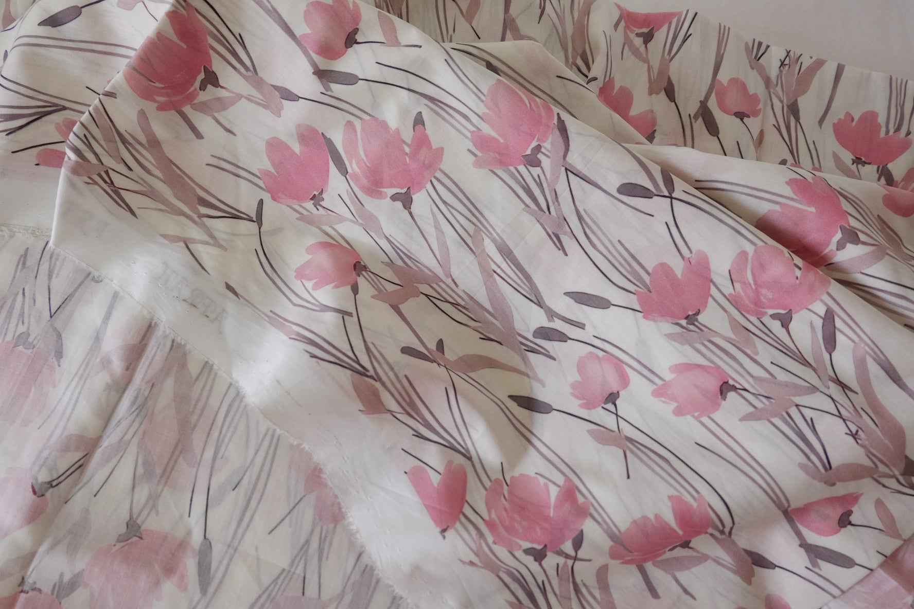 Pink Floral Cotton Lawn Fabric – 3.3 yd