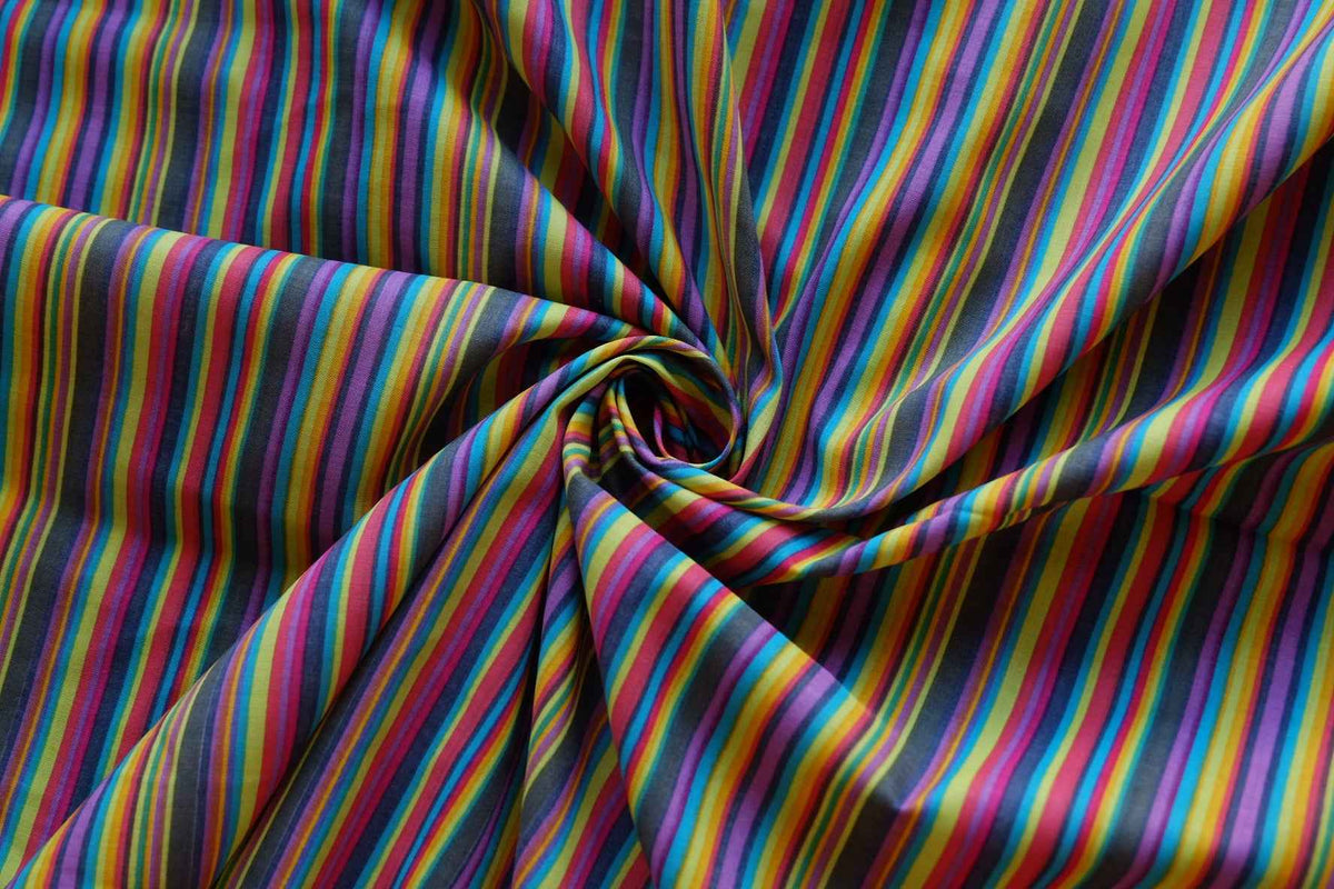 Rainbow Candy Stripe Lightweight Cotton Fabric – 2.19 yd