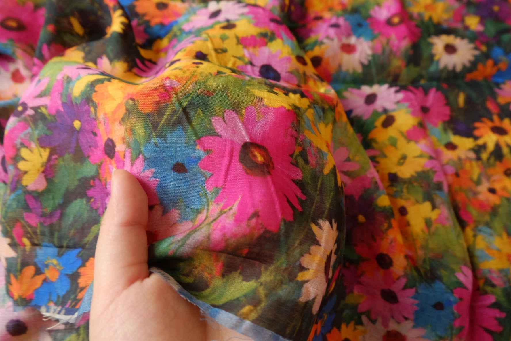 Colorful Daisy Tencel-Cotton Fabric - 2.52 yd
