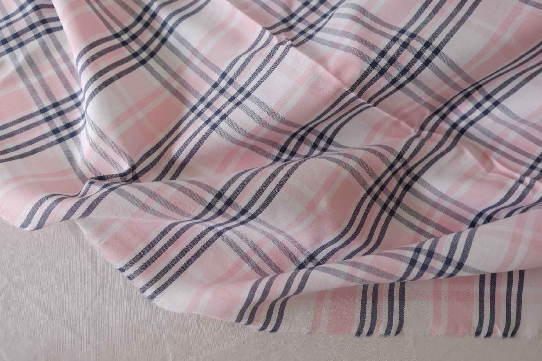 Vintage Pink Plaid Yarn Dyed Cotton Fabric – 2.2 yd