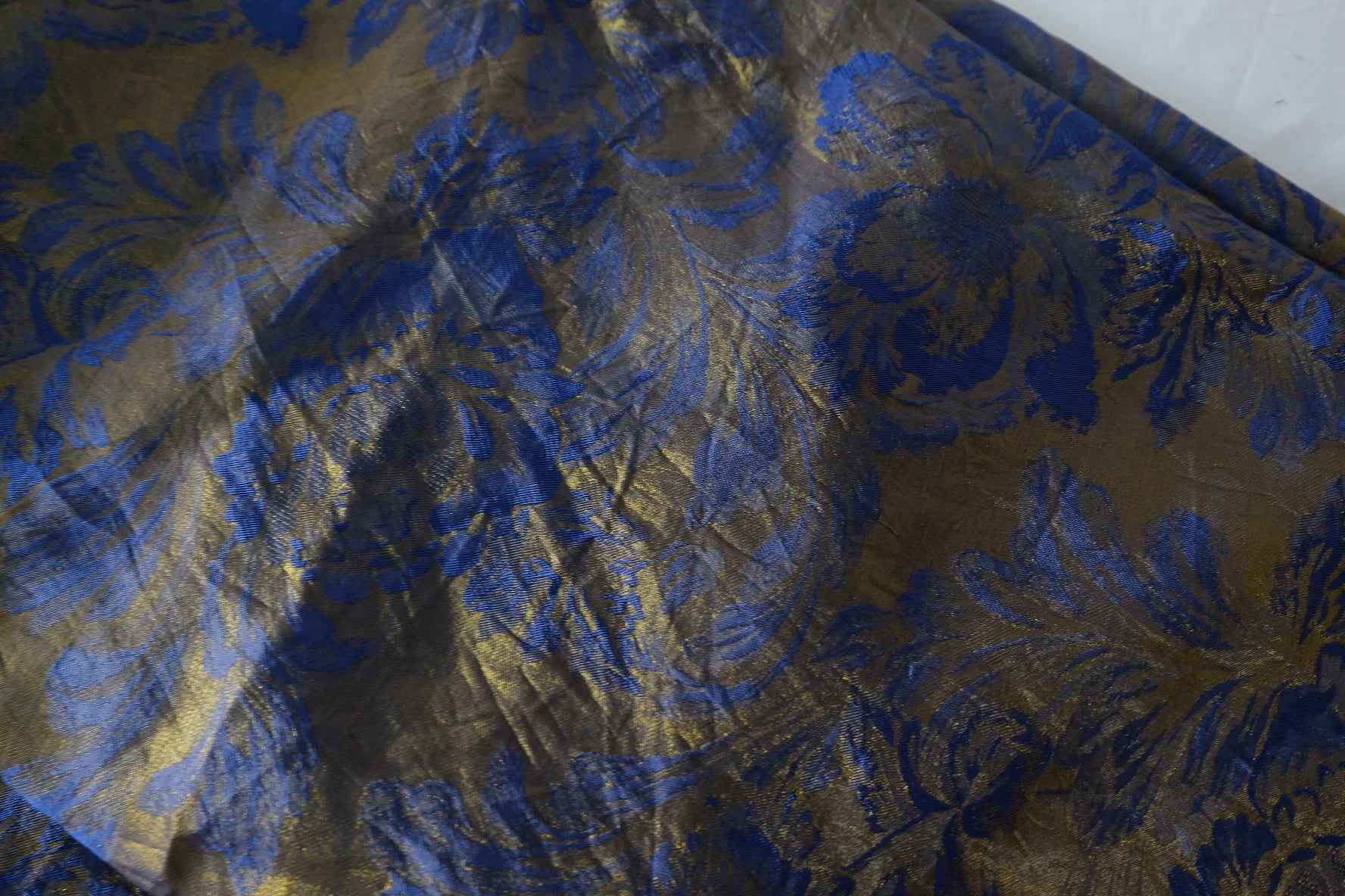 Blue Gold Iridescent Jacquard Satin Fashion Fabric – 2.5 yd