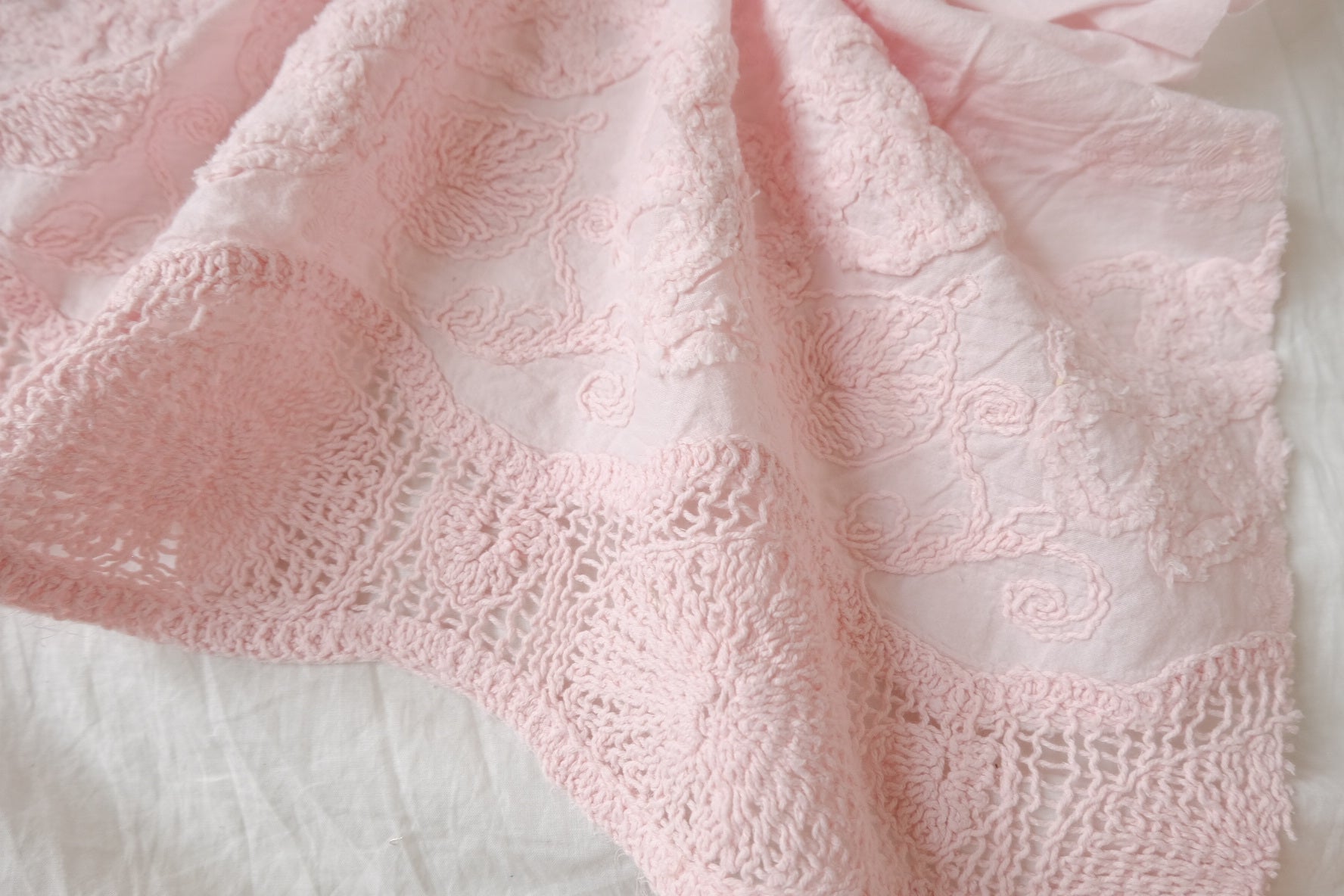 Blush Double-Border Embroidered Pima Cotton, 2.19 Yards