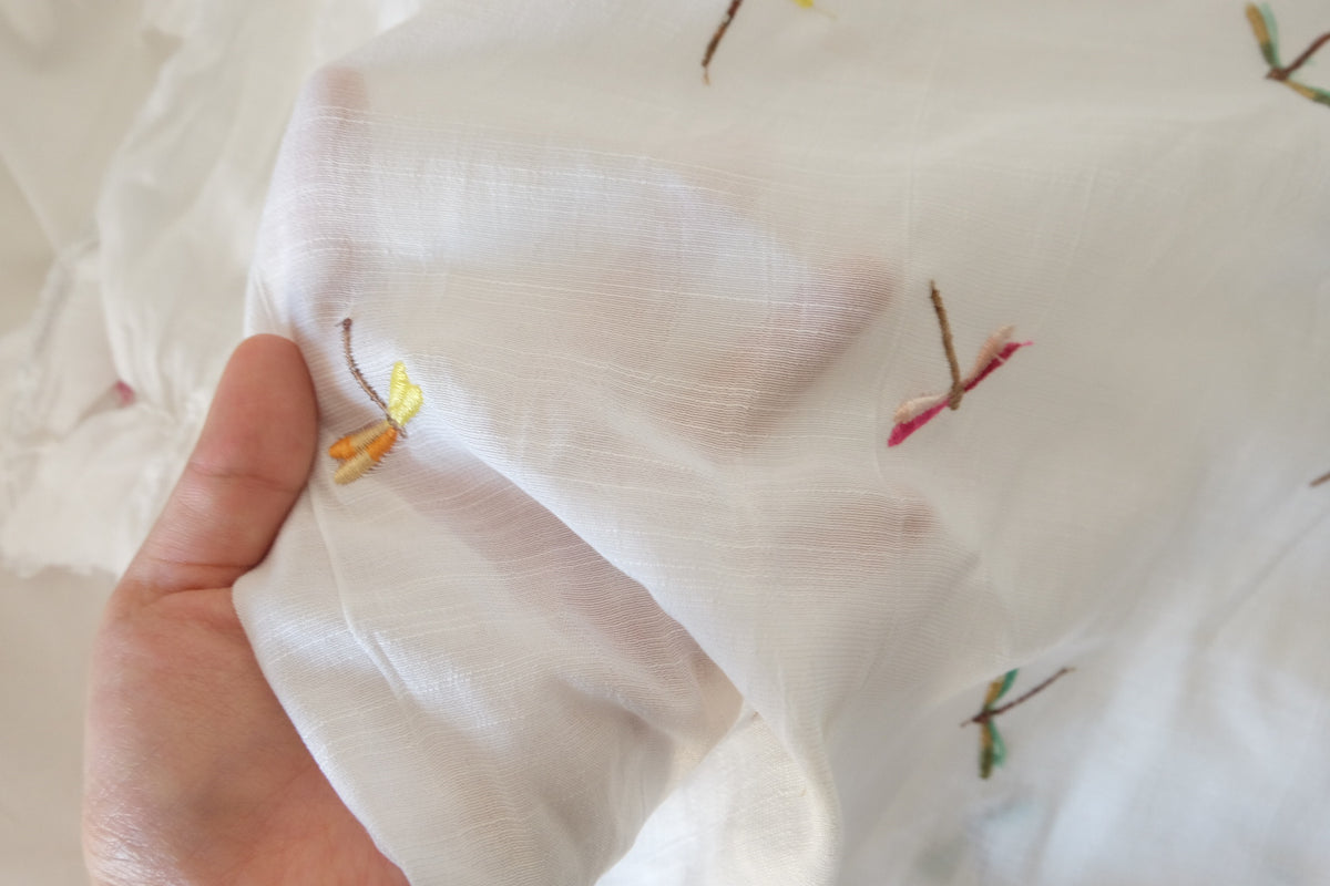 Colorful Dragonflies Embroidered Cotton Lyocell – 1.9 Yards