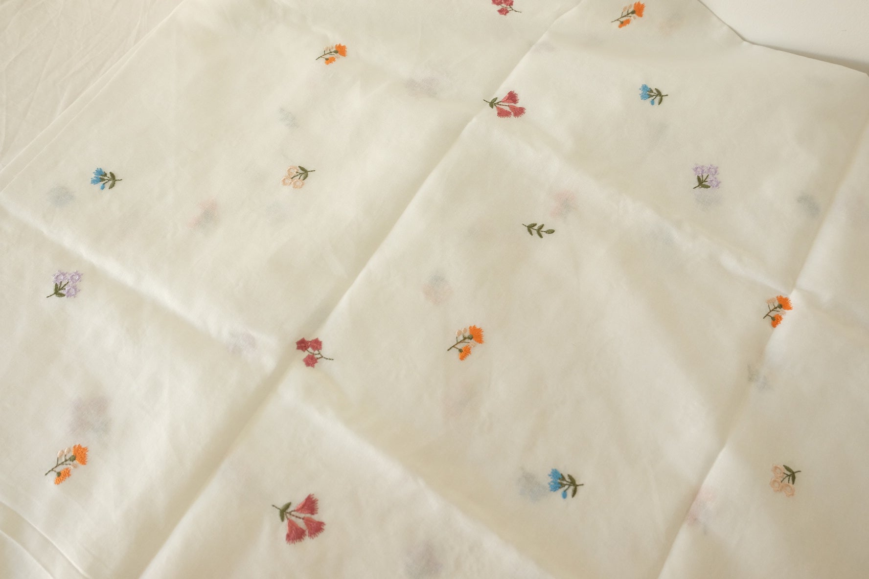 Embroidered Floral Linen Cotton Fabric – 2.2 yd