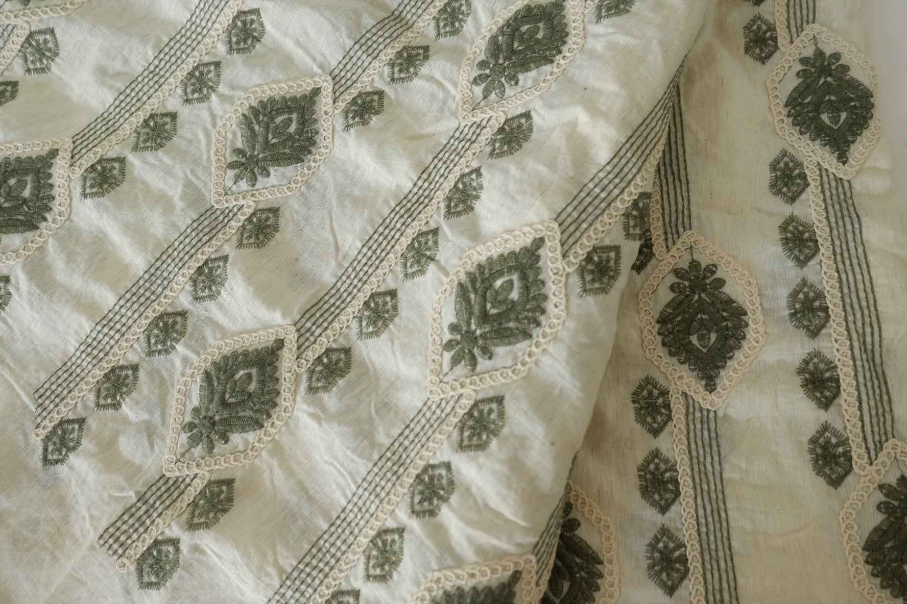 Embroidered Tencel Ramie Blend Fabric – 3 yd
