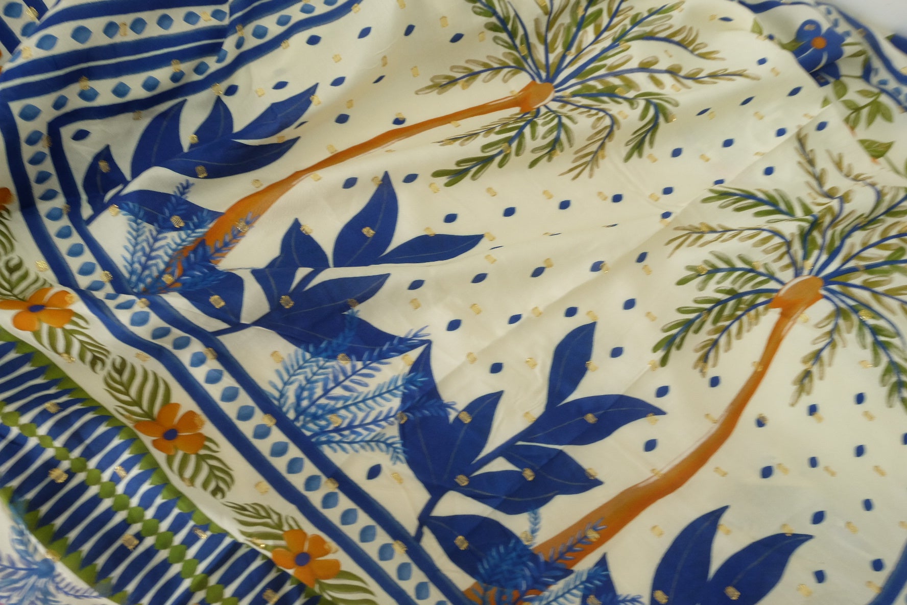 Golden Bird Garden Rayon Fabric – 1.4 yd Panel