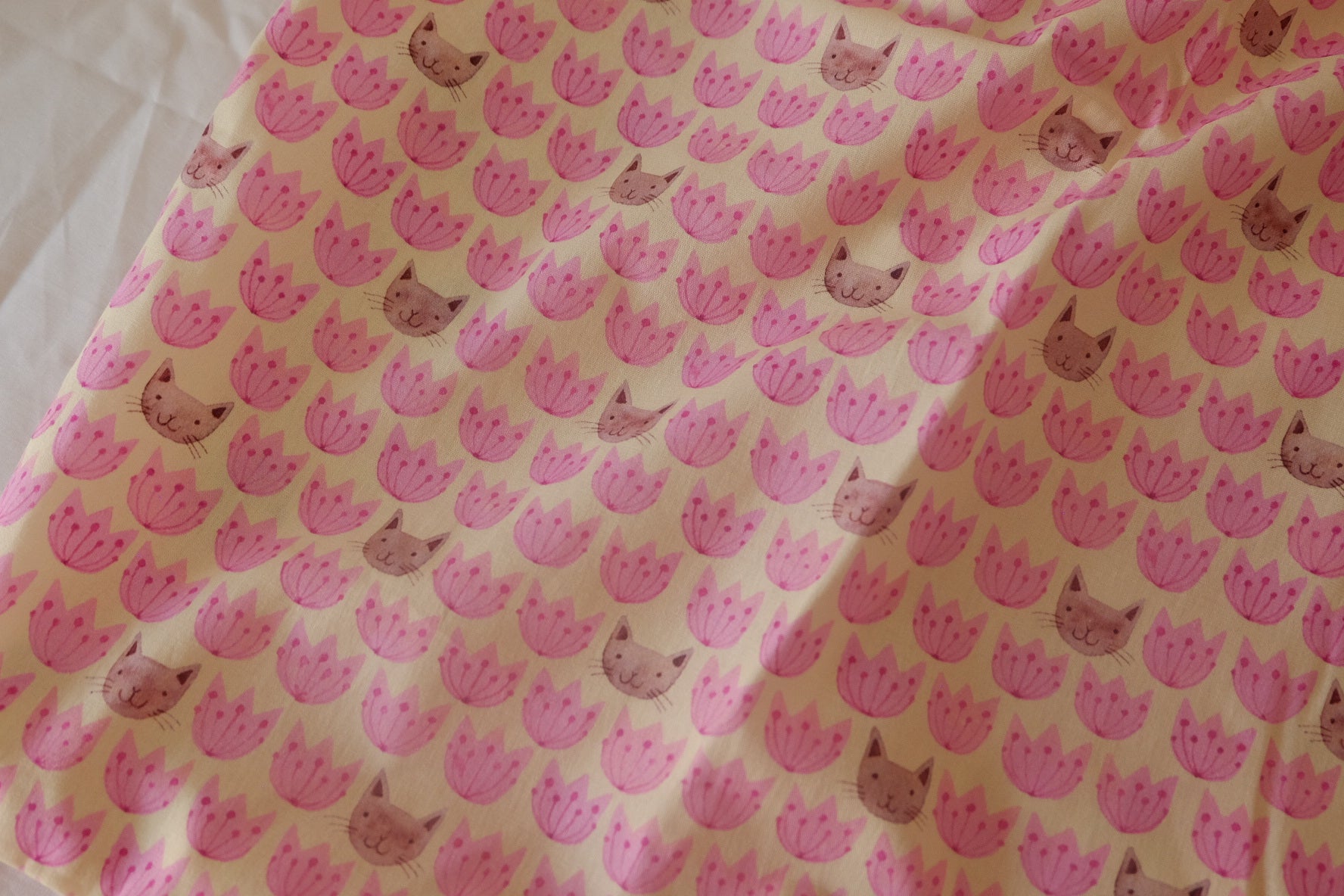 Pink Tulips & Cats Cotton – 3.6 yd