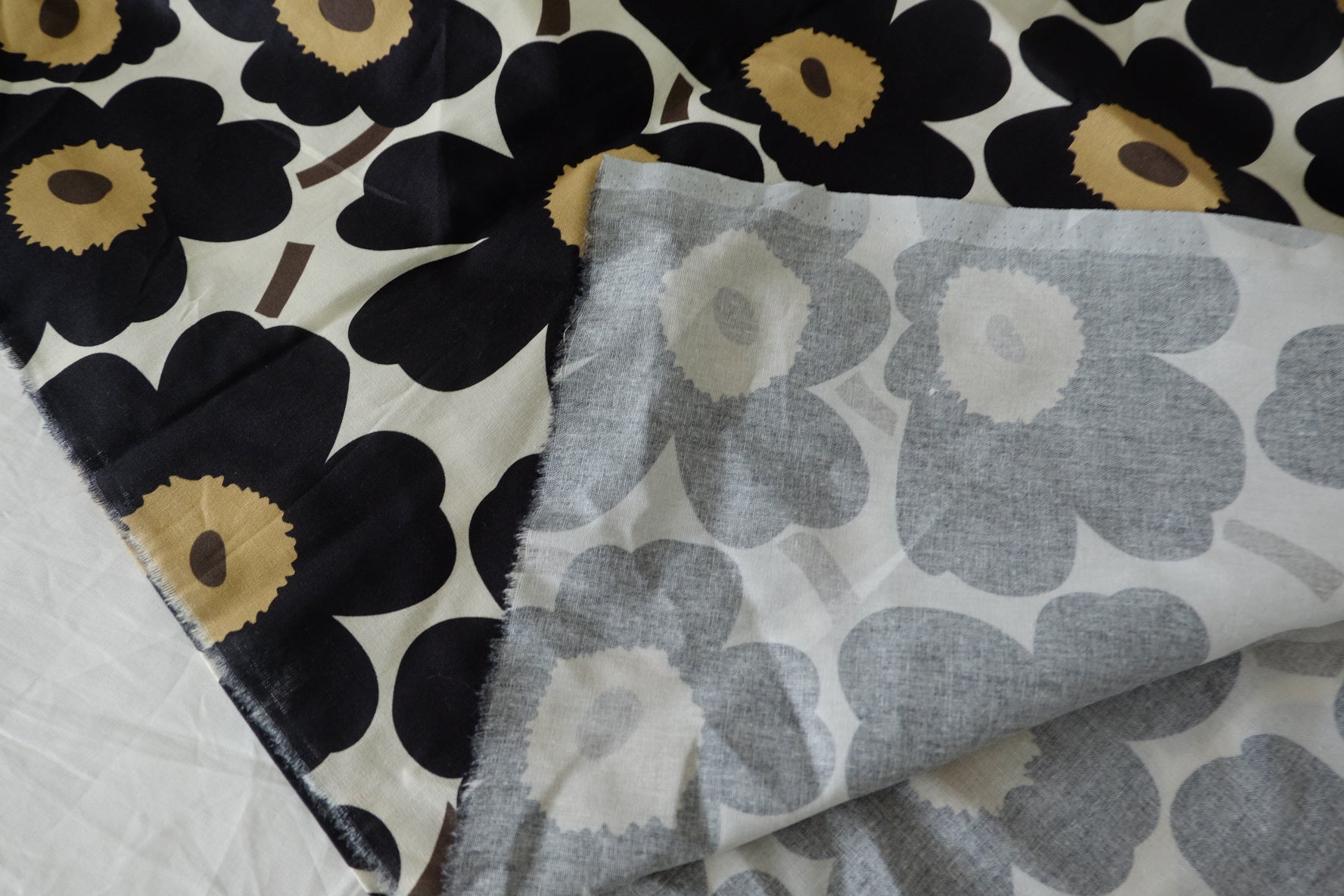 Retro Black Floral Cotton Fabric - 1.6 yd