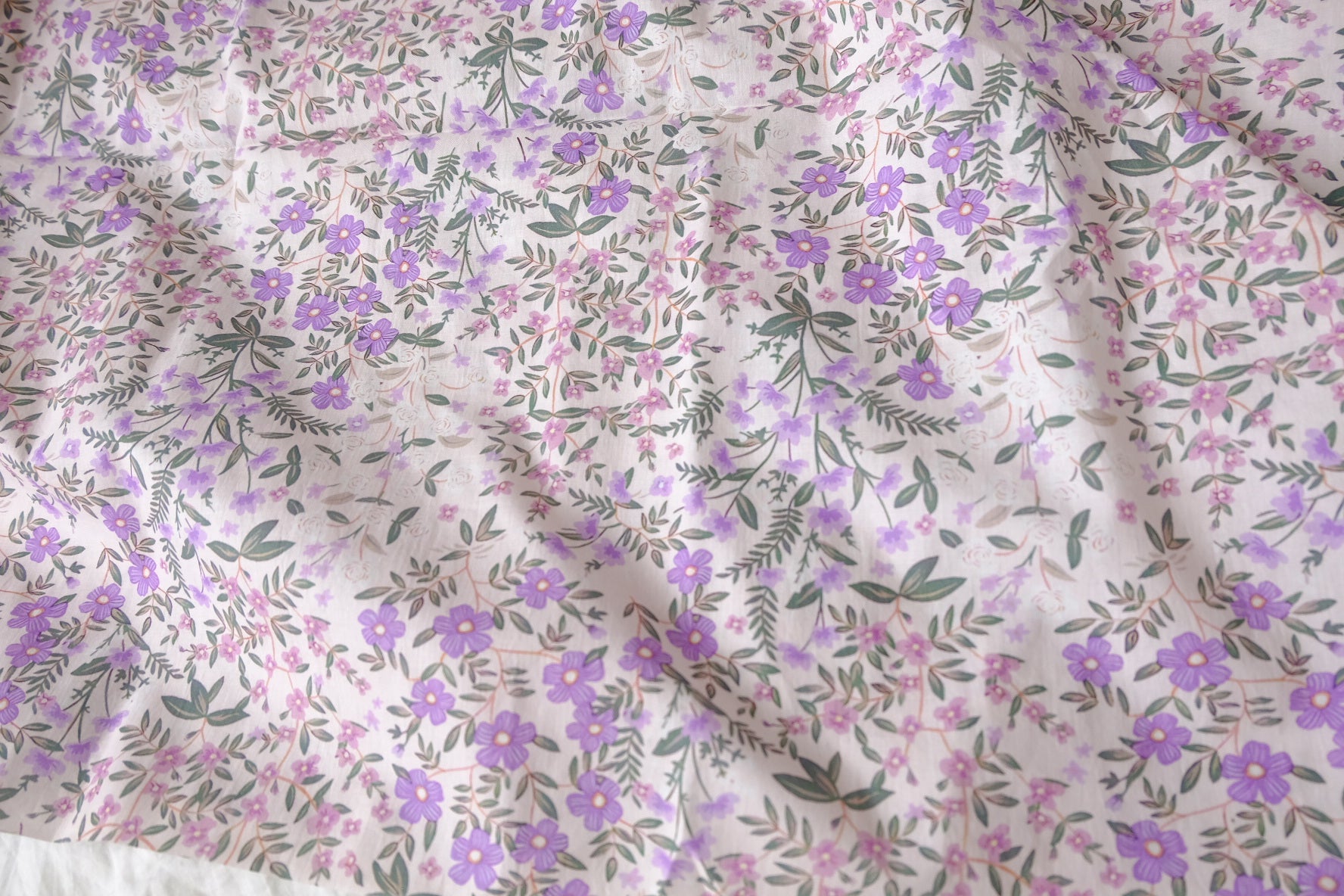 Lilac Meadow Floral Cotton Poplin, 2.19 Yards