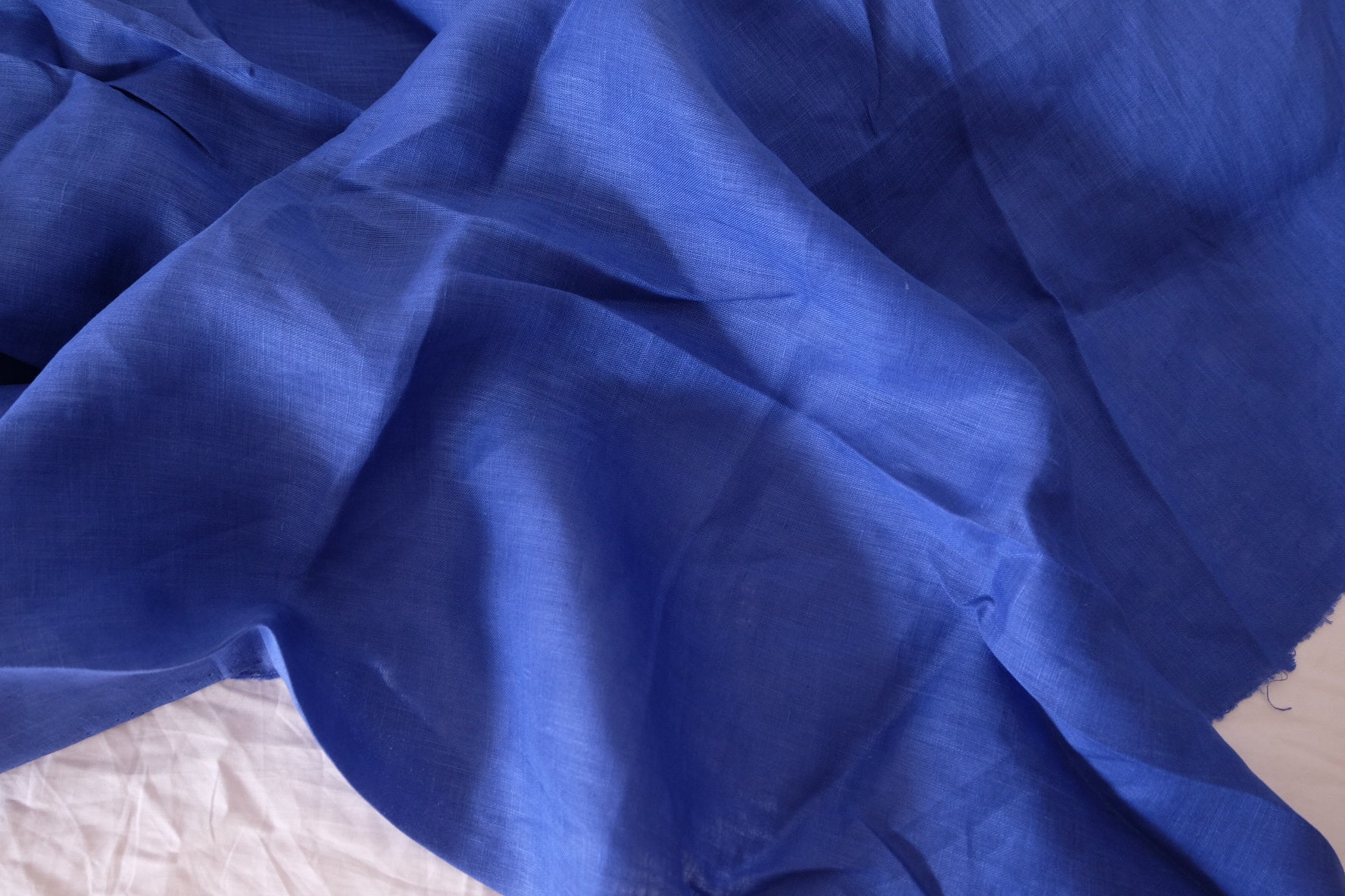 Heavy Pure Linen Fabric in Klein Blue - 1.6 yd