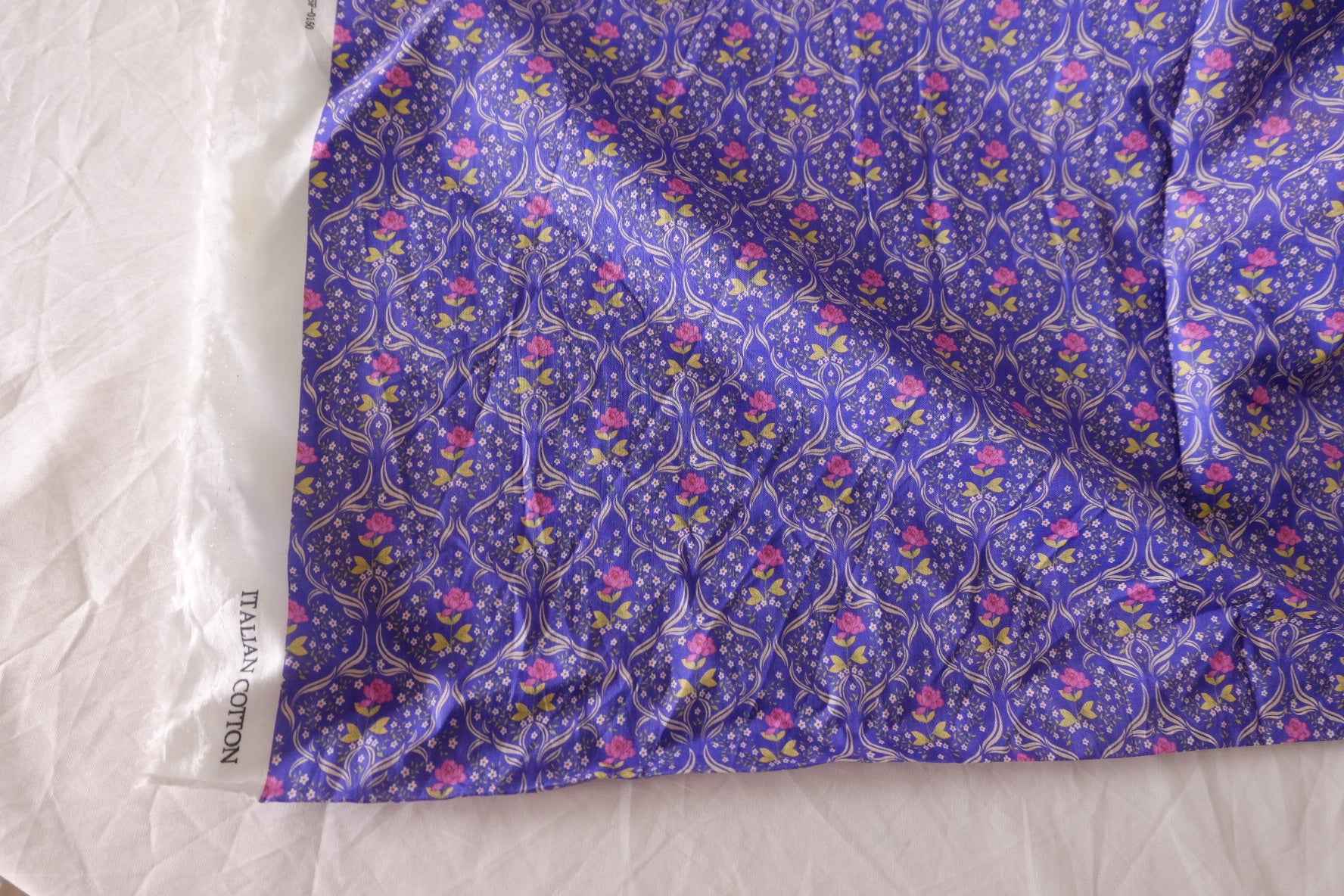 Blue Violet Floral Cotton Voile Fabric – 2.5 yd