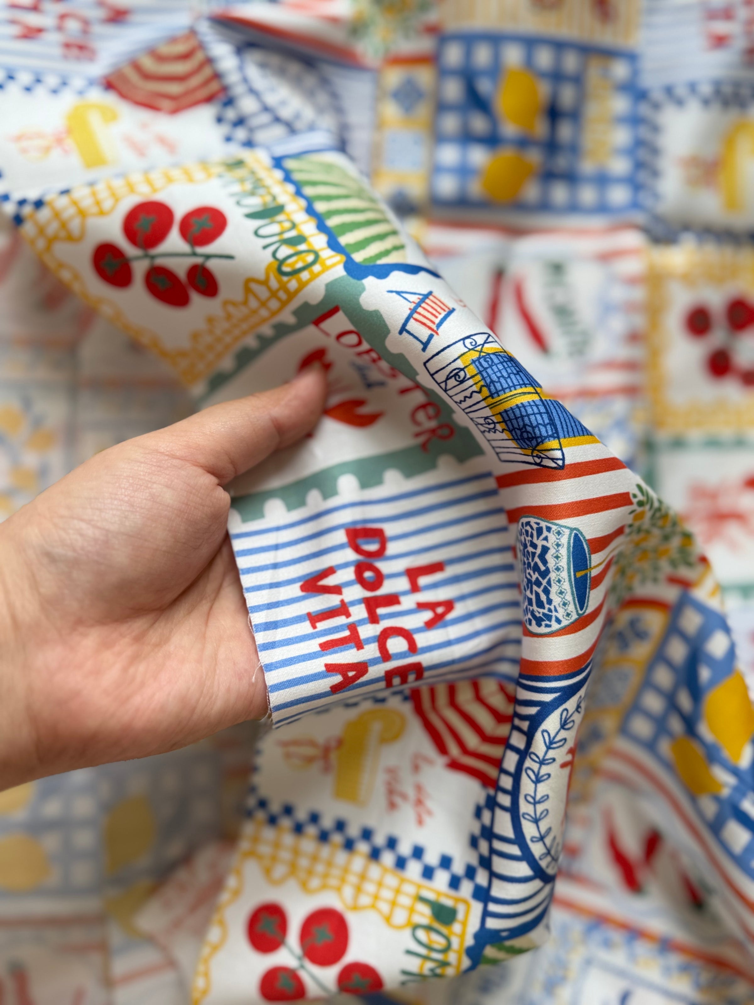 Mediterranean Market Crisp Cotton Sateen Fabric — 2.75