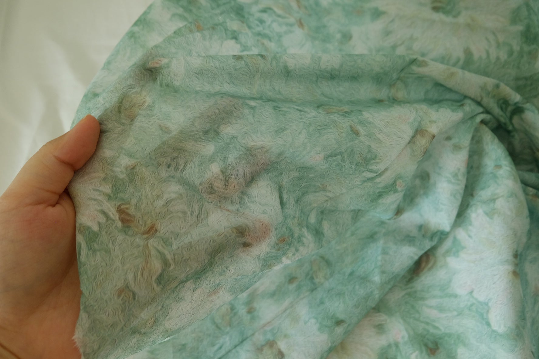 Mint Watercolor Cotton Voile – 2.2 yd