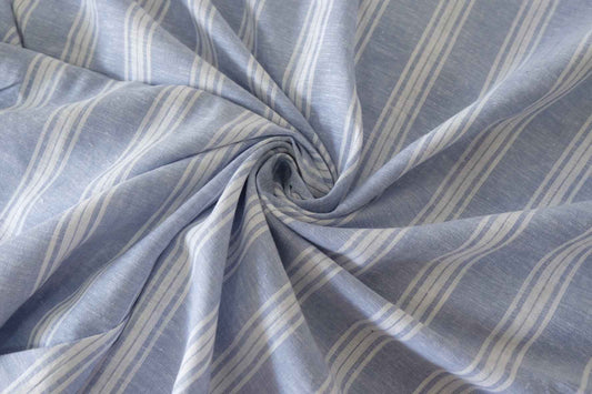 Blue Striped Cotton Linen Fabric – 1.6 yd