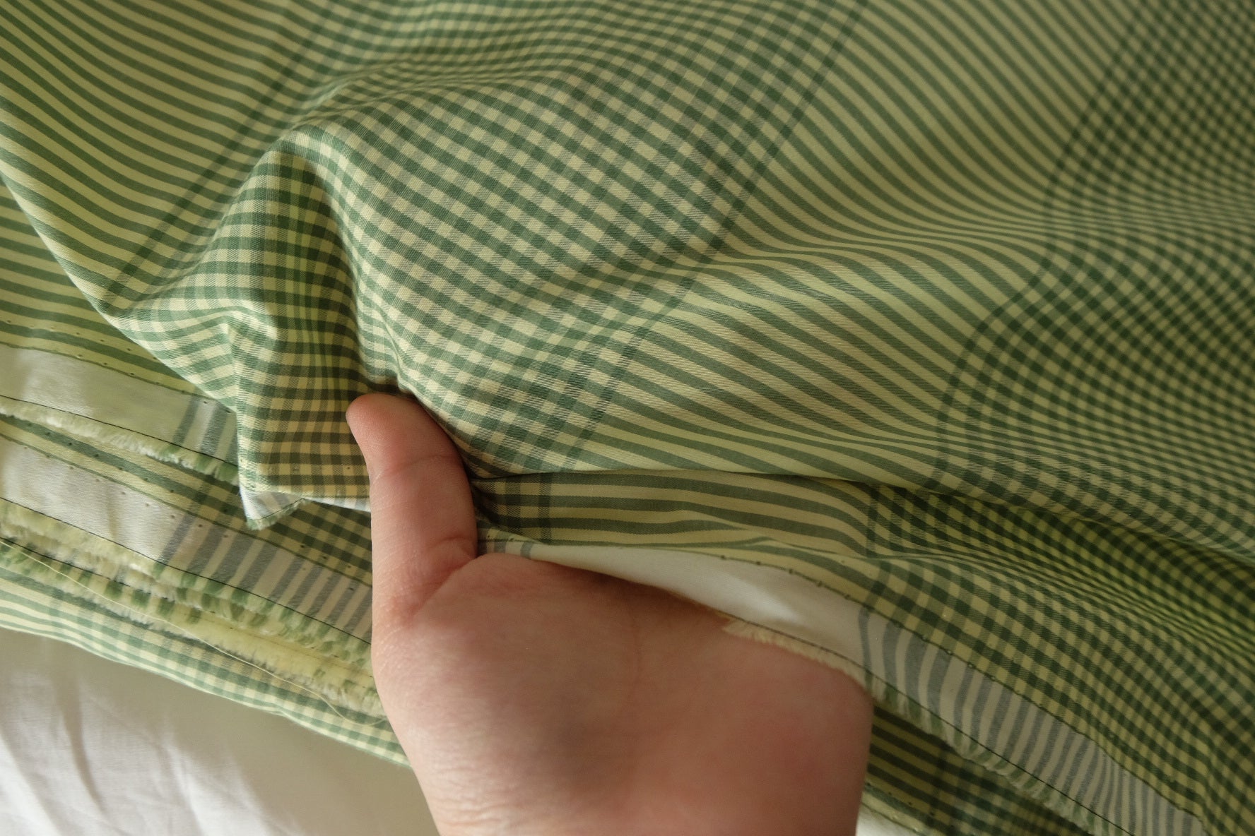 Soft Green Mixed Gingham Cotton Fabric – 2.19 yd