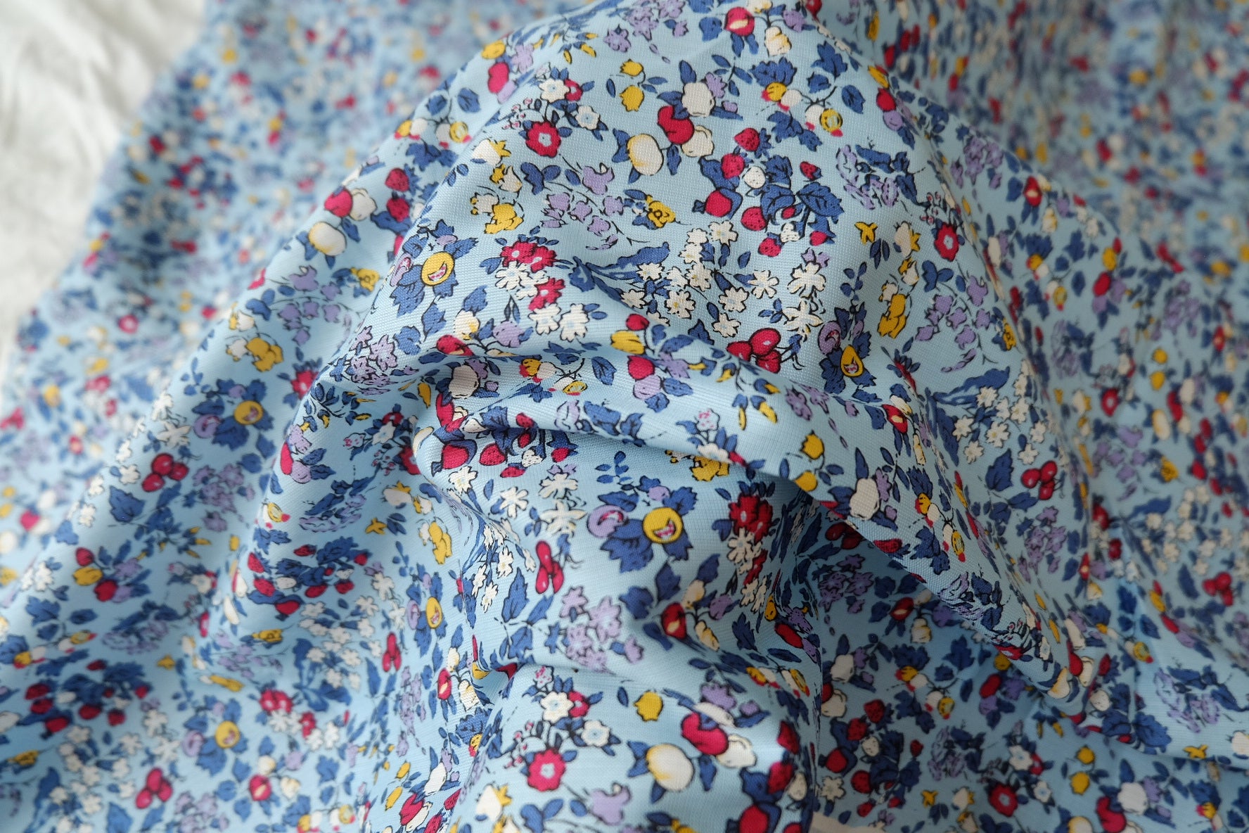 Blue Berry Floral Textured Cotton Fabric for Shirts and Skirts 2.2 Yards