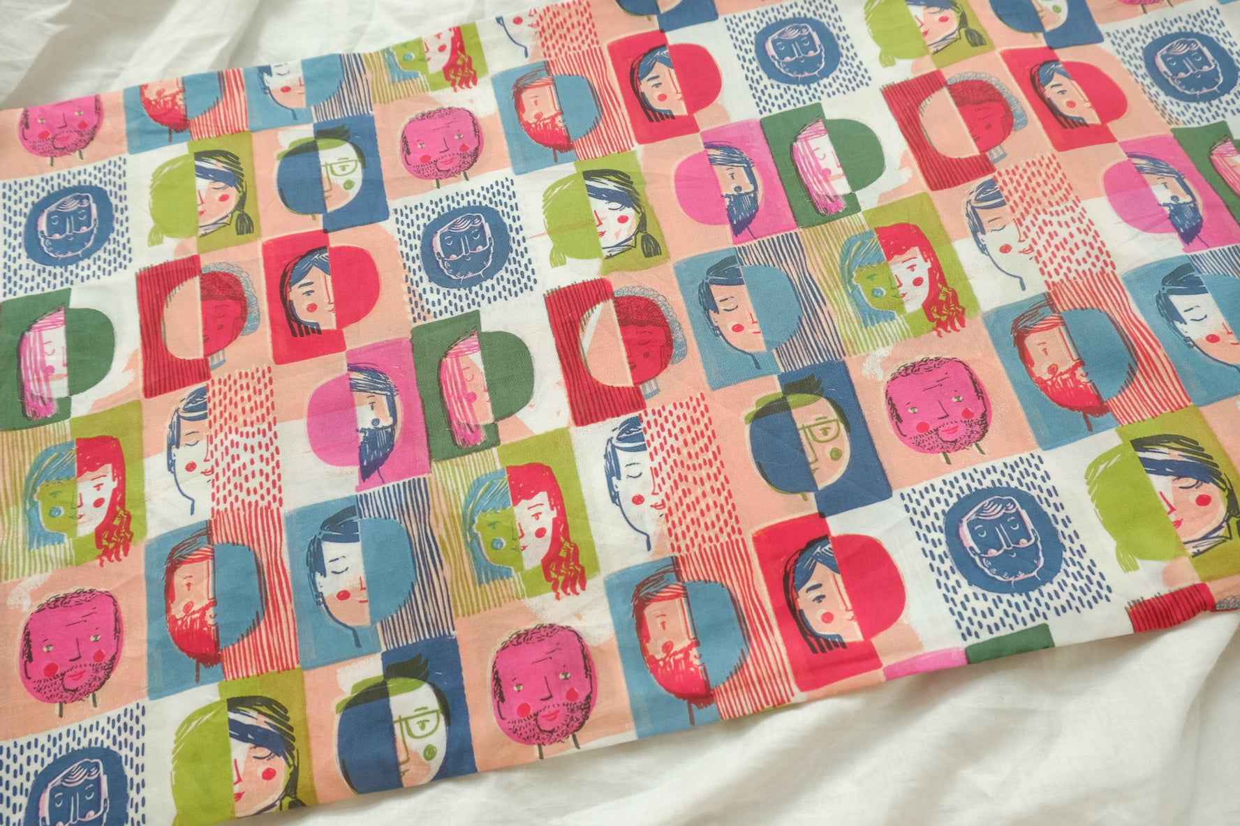 Abstract Faces Cotton Poplin Shirting, Lightweight Crisp, 2.19 Yards