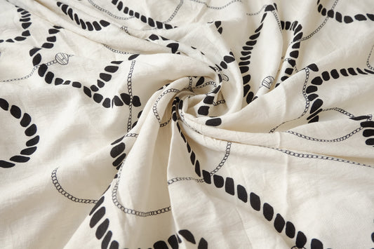 Abstract Rope Print Tencel Linen Blend Fabric – Soft, Fluid, Summer Shirting (1.97 yards)