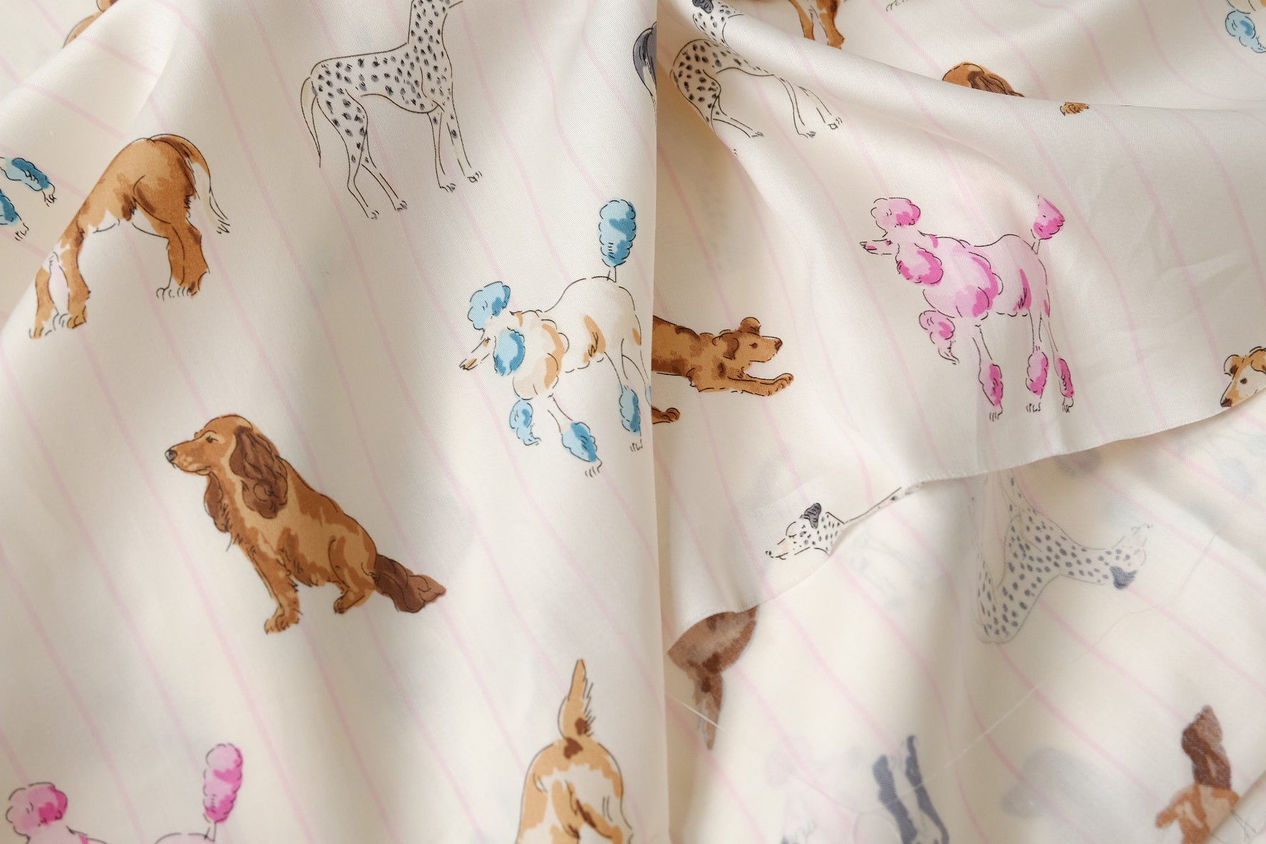 Playful Dog Cotton Sateen Fabric, Silky Lightweight 80s Cotton, 3.28 Yards