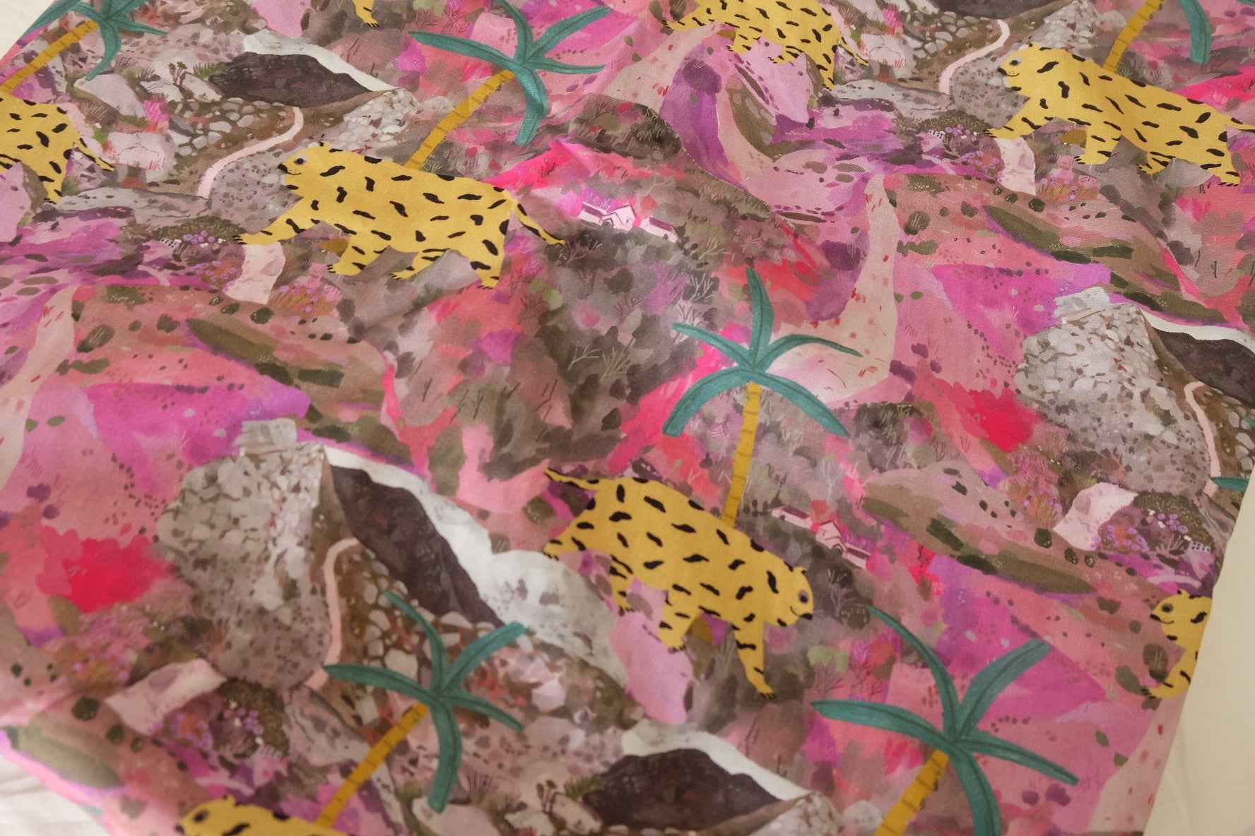 Pink Jungle Cotton Poplin — 2.73 yd