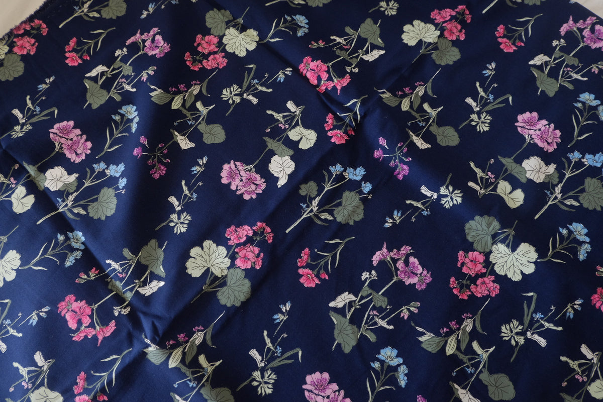 Midnight Wildflowers – Premium Cotton Poplin Fabric | 3.3 Yards