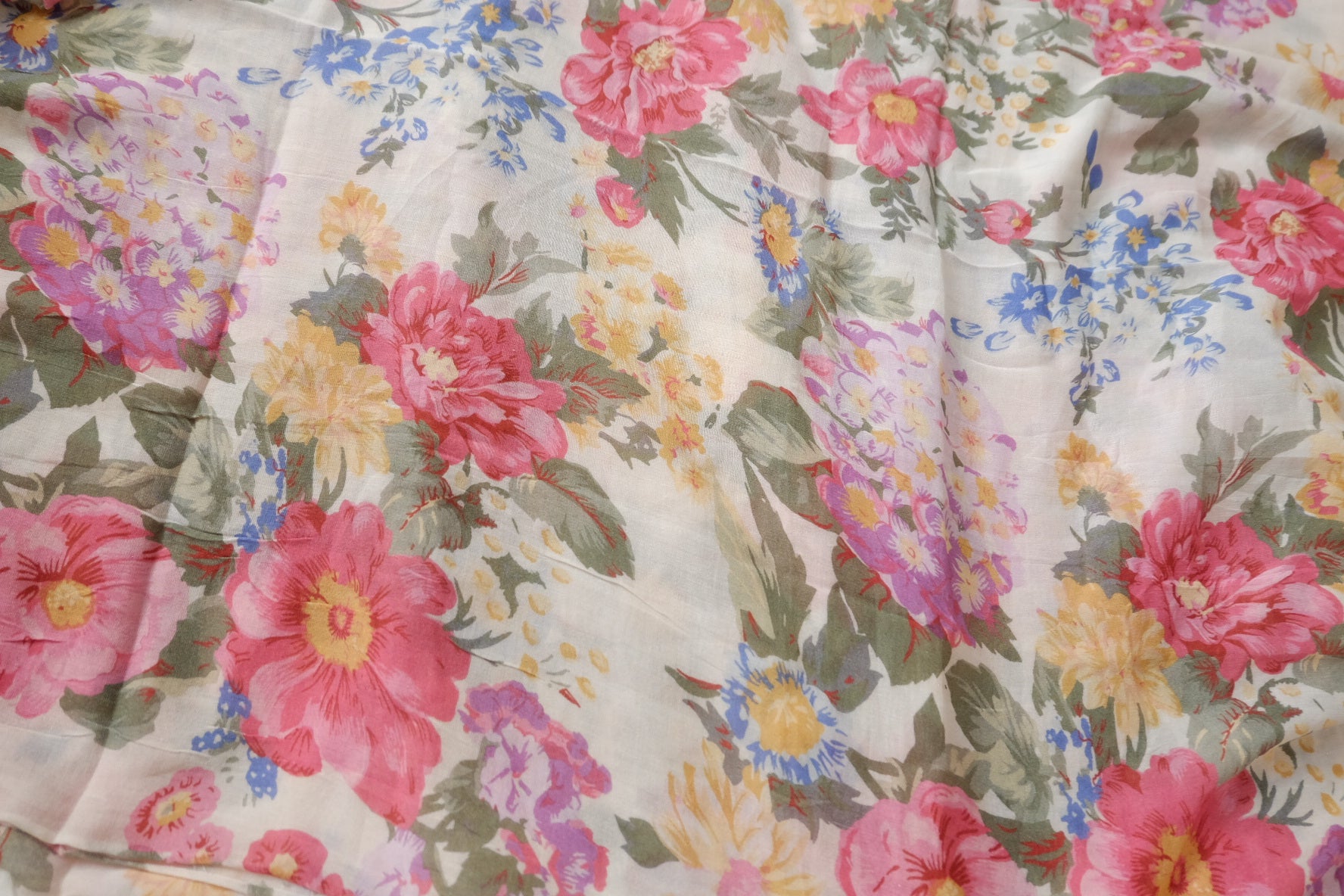 Soft Floral Cotton Gauze Fabric – Airy Summer Blouse Fabric (2.19 yards)