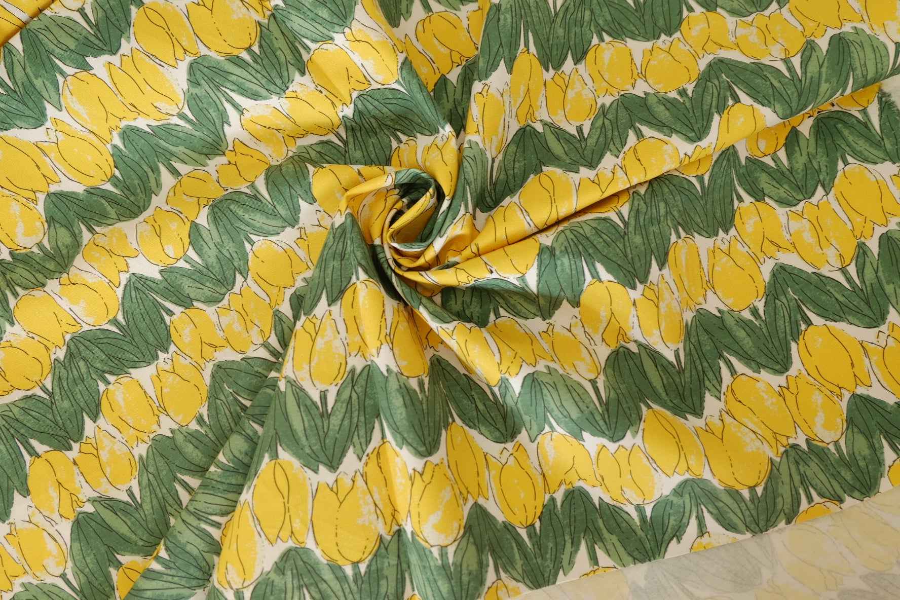 Yellow Tulip Cotton Twill Fabric – 2.2 yd