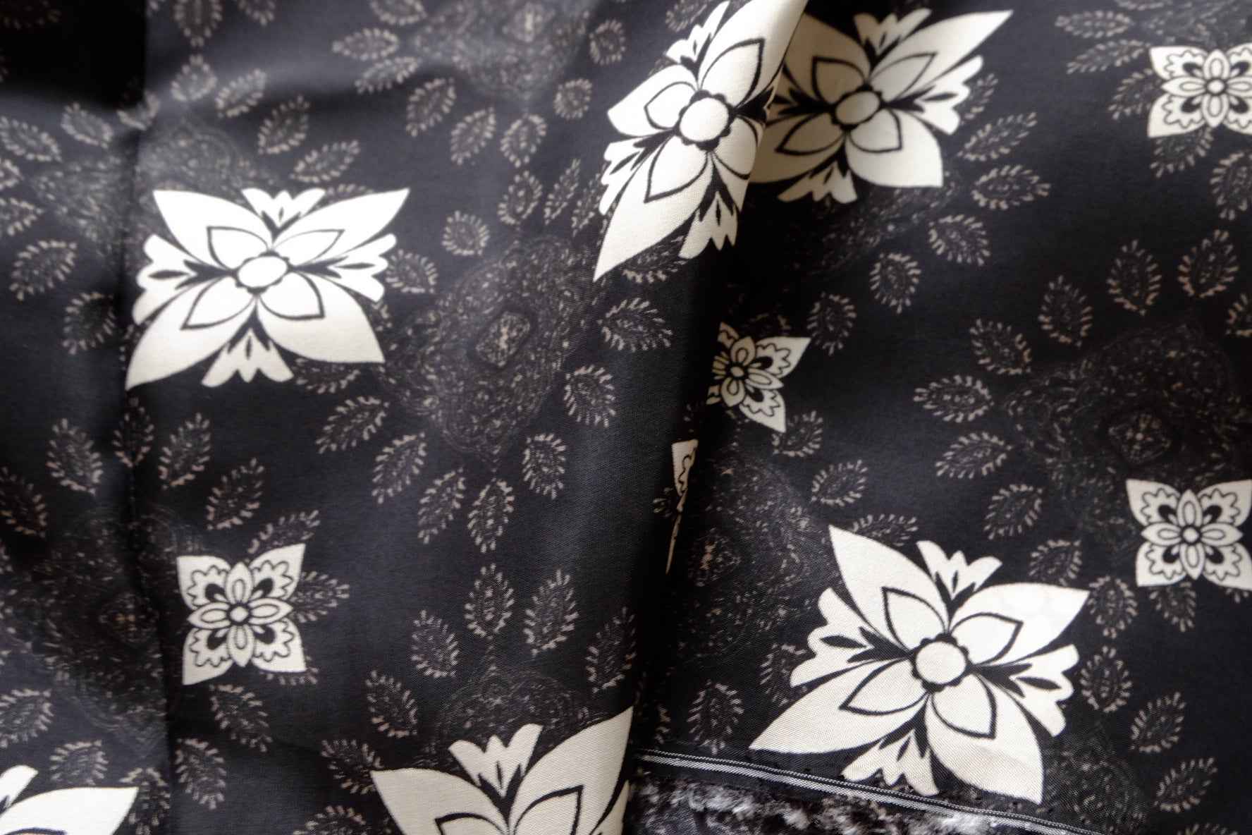 Black Statement Cupro Placement Print Fabric, Cool Drapey, Approx. 2+ Yard Panel