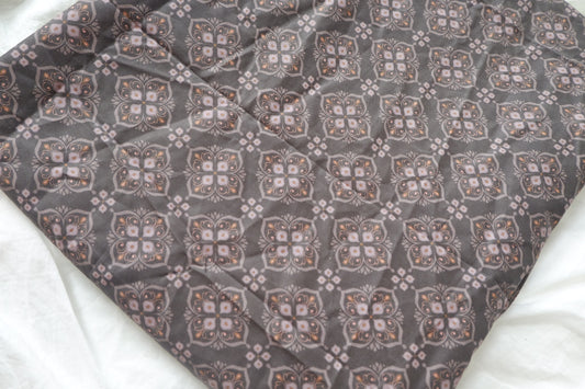 Charcoal Tile Print Cotton Lawn Fabric - 2.19 yd