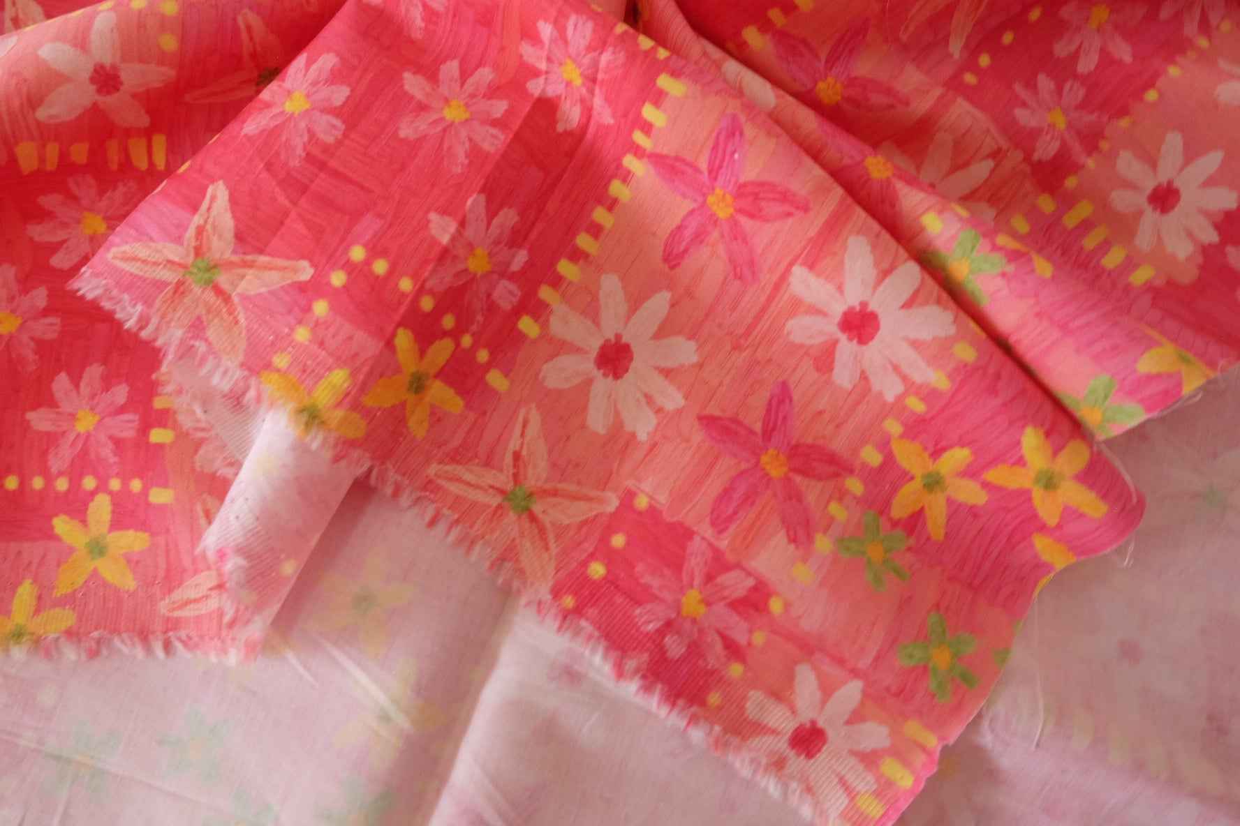 Pink Floral Cotton Sateen Fabric – 3.3 yd