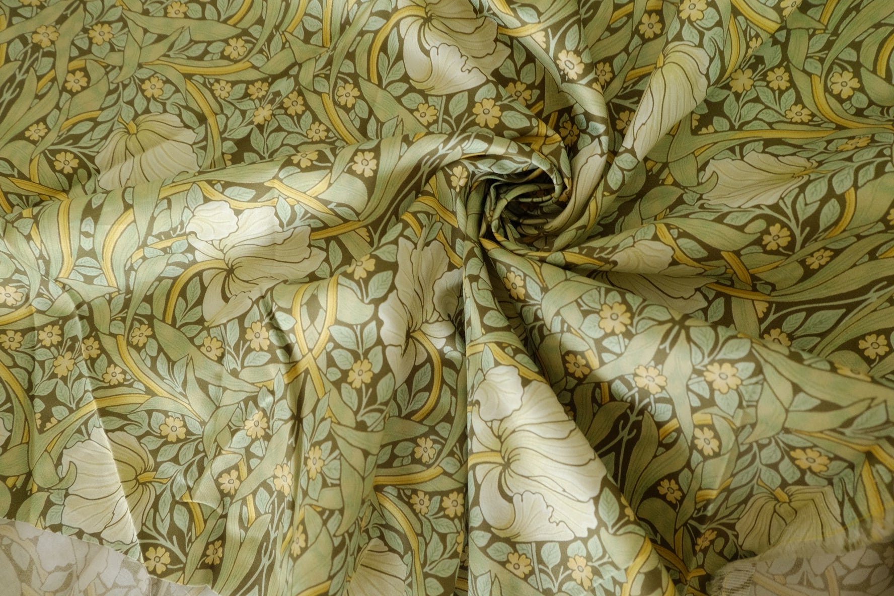 Sage Arts & Crafts Floral Cotton Sateen Fabric – 2.2 yd