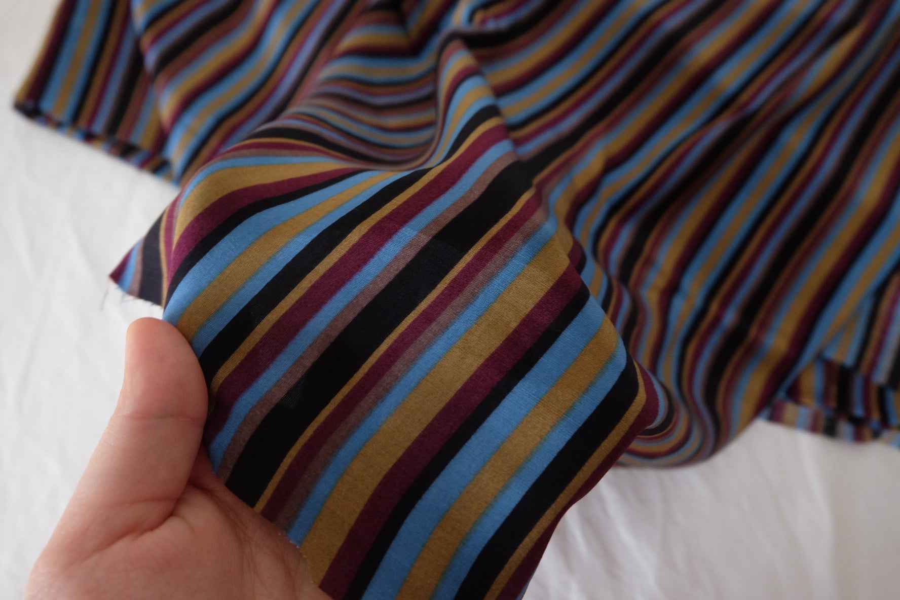 Soft Striped Rayon Fabric – Fluid Drapey Printed Woven – 2.2 yd