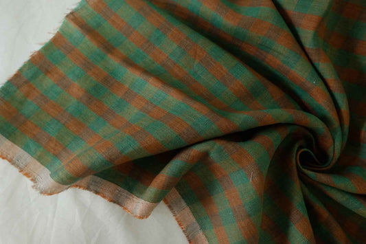 Italian Woven Plaid Pure Linen Fabric – 1.6 yd