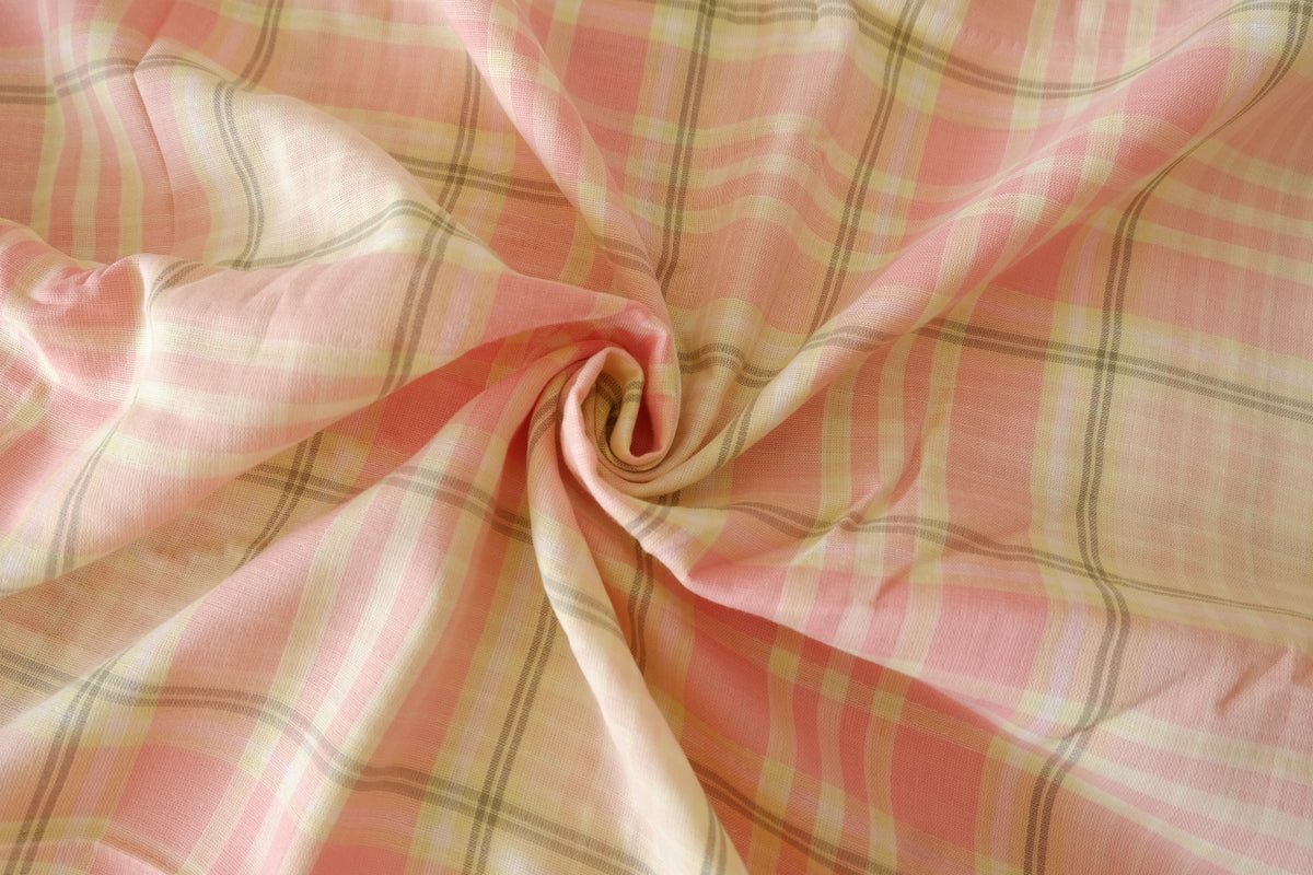 Peach Sorbet Plaid – Yarn-Dyed Cotton Double Gauze – 2.19 yd